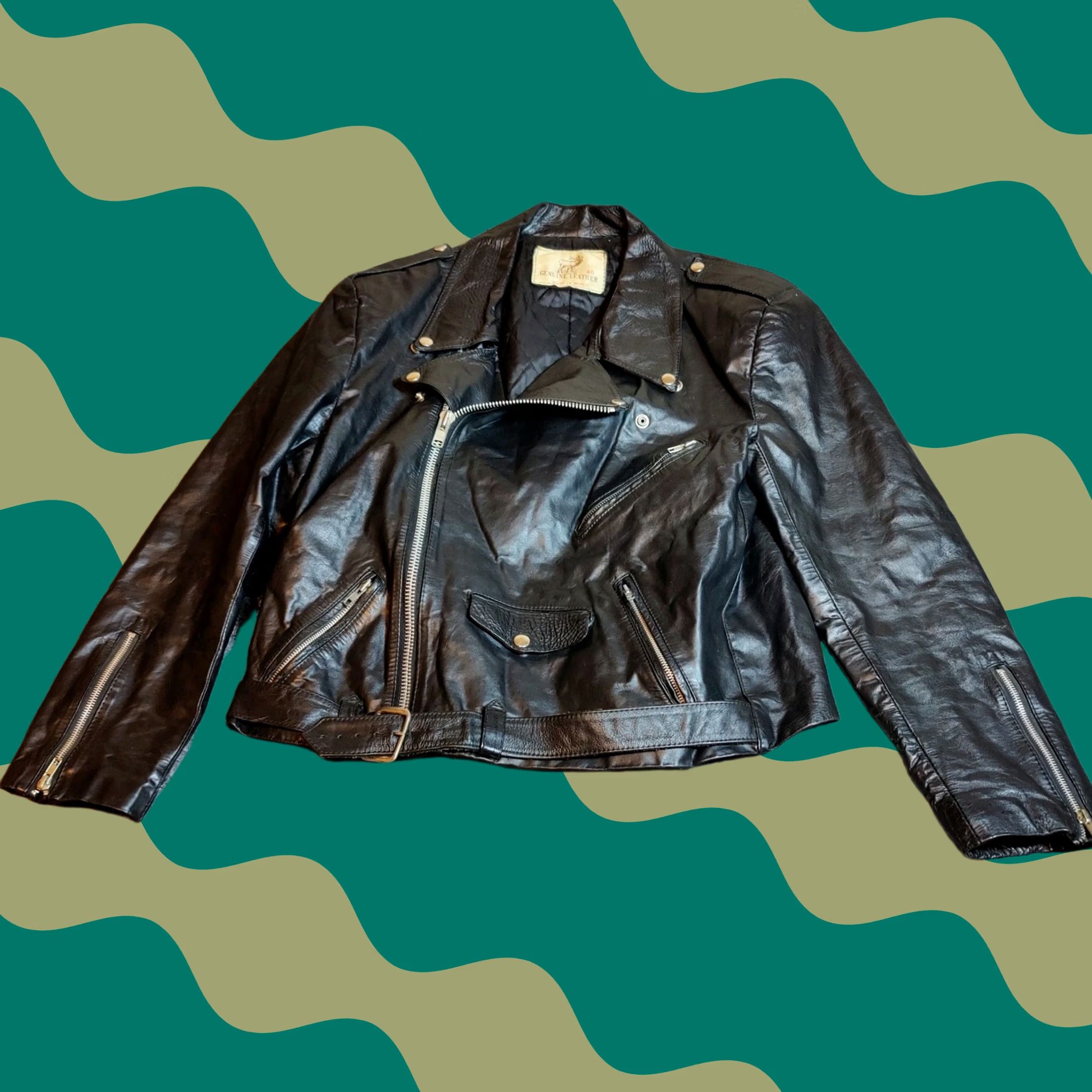 Genuine Leather × Vintage Kawasaki ZX-R 90s Leather Motorbike