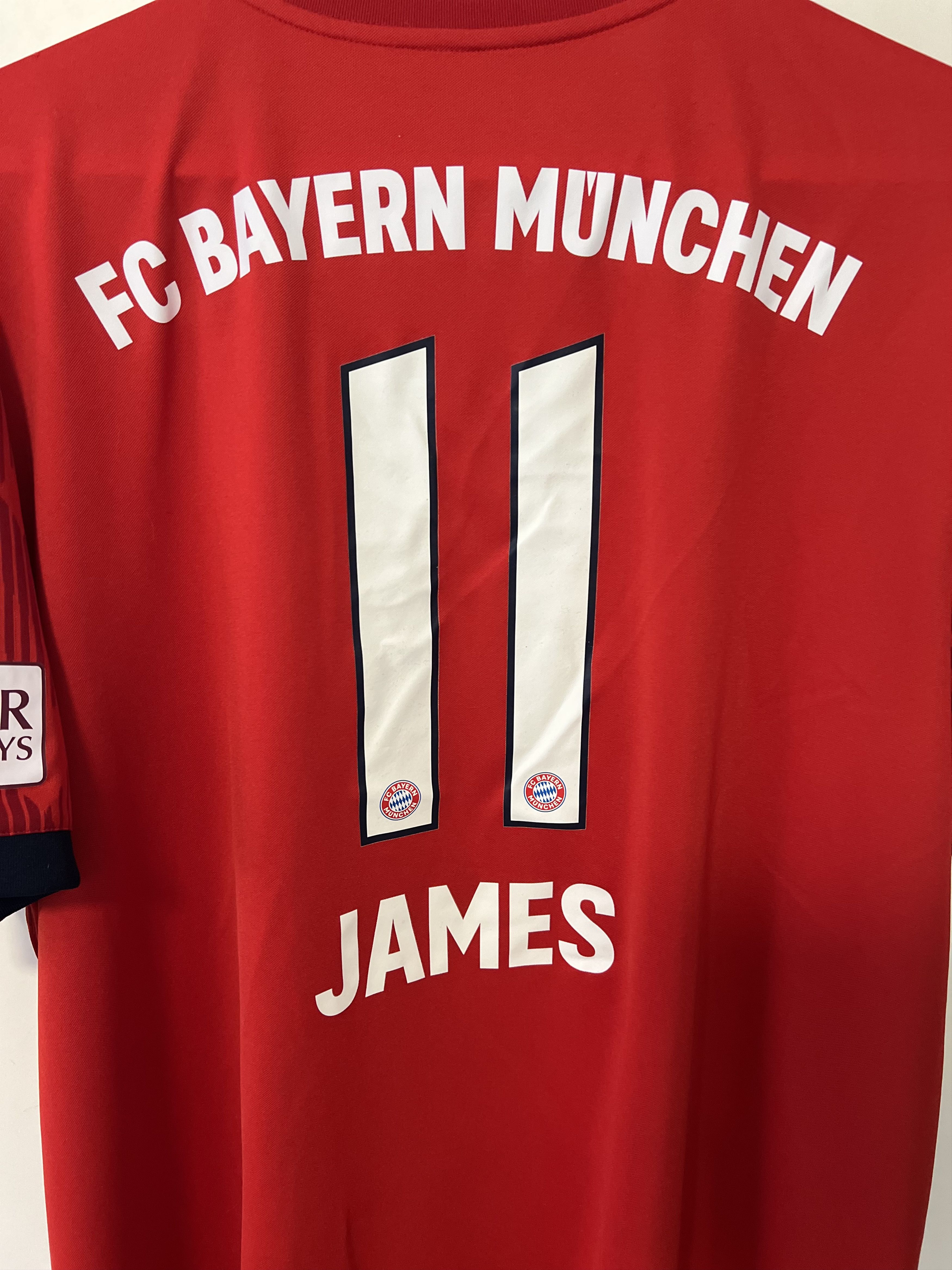 Adidas 2018-19 FC BAYERN MUNCHEN HOME #11 JAMES FOOTBALL Kit SHIRT Size US XXL / EU 58 / 5 - 15 Thumbnail