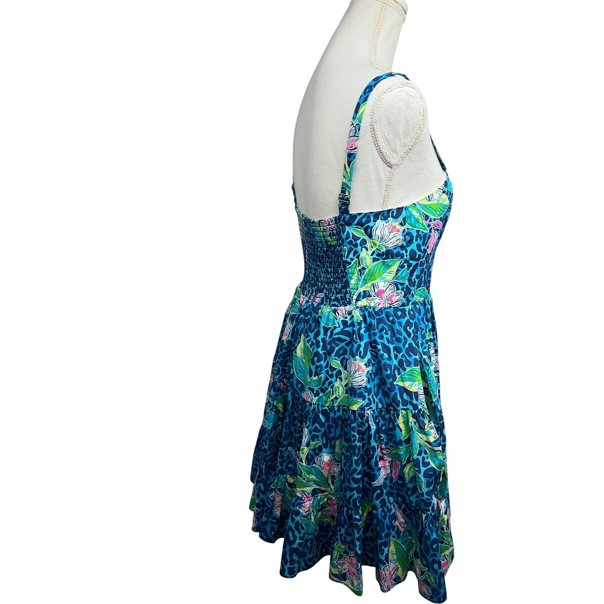 Lilly Pulitzer Lilly Pulitzer Womens Vintage Blue Green Floral Hawaiian Fit Size S / US 4 / IT 40 - 6 Thumbnail