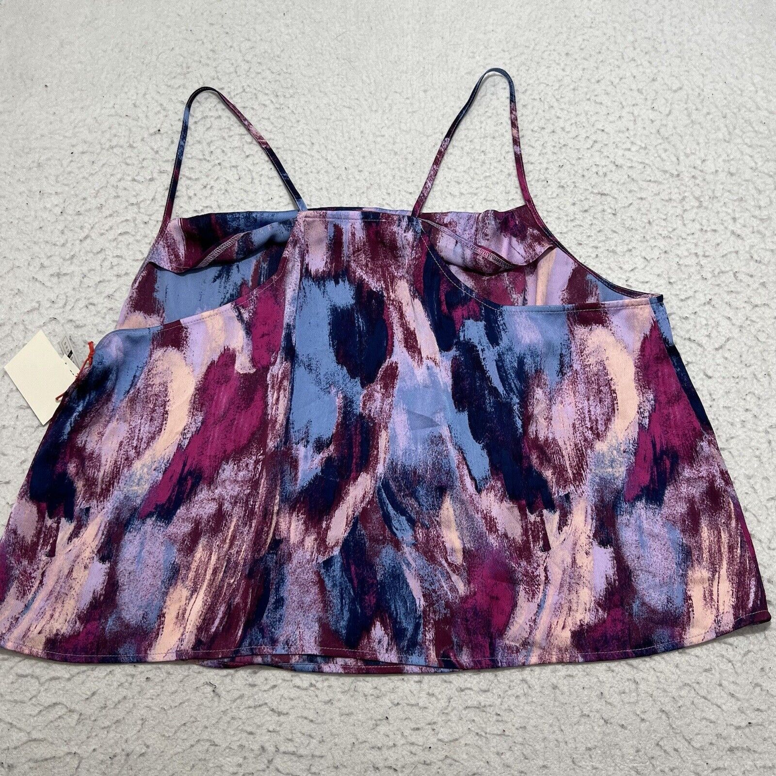 Nordstrom Open Edit Cowl Neck Satin Camisole Purple Chalk Camo Top Size XL / US 12-14 / IT 48-50 - 9 Thumbnail