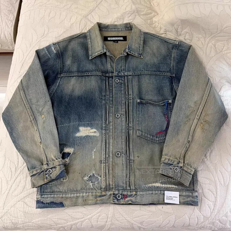Neighborhood Neighborhood Distressed Denim Jacket Size US L / EU 52-54 / 3 - 1 Thumbnail