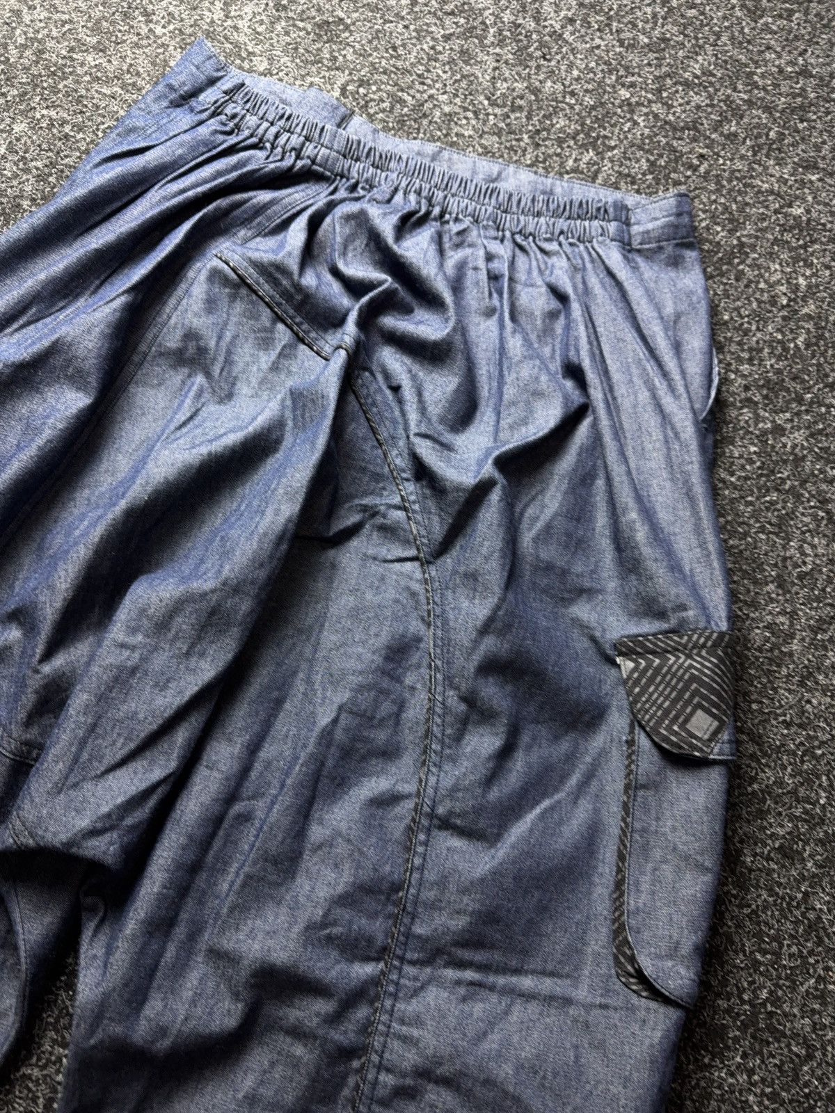 Avant Garde Japanese Denim Cargo Utility Asymmetric Pants