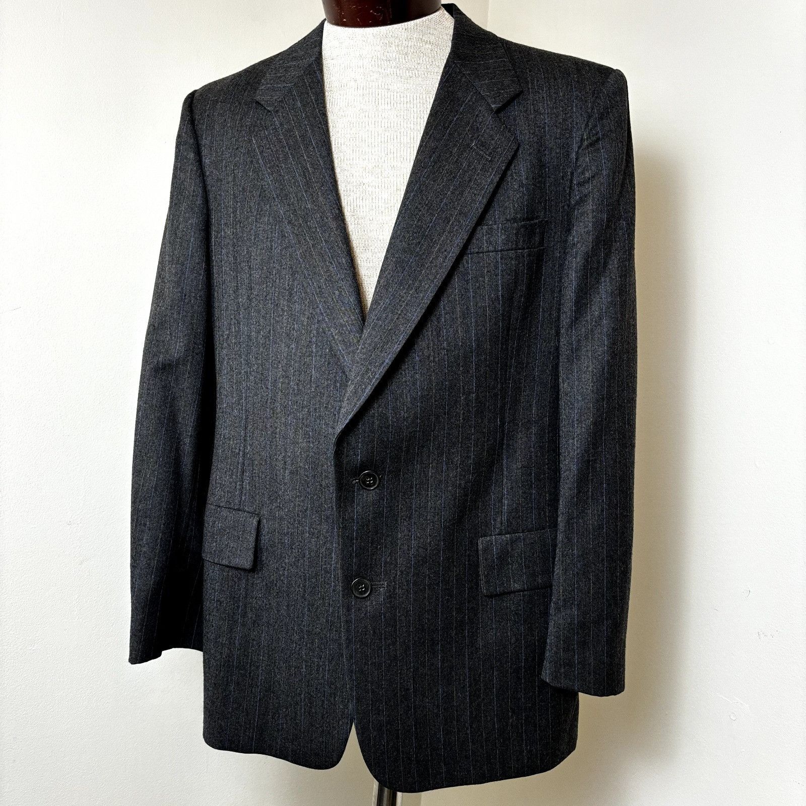 Christian Dior Monsieur Christian Dior Sz 42R Men's Gray Striped Blazer Pure Virgin Size 42R - 2 Thumbnail