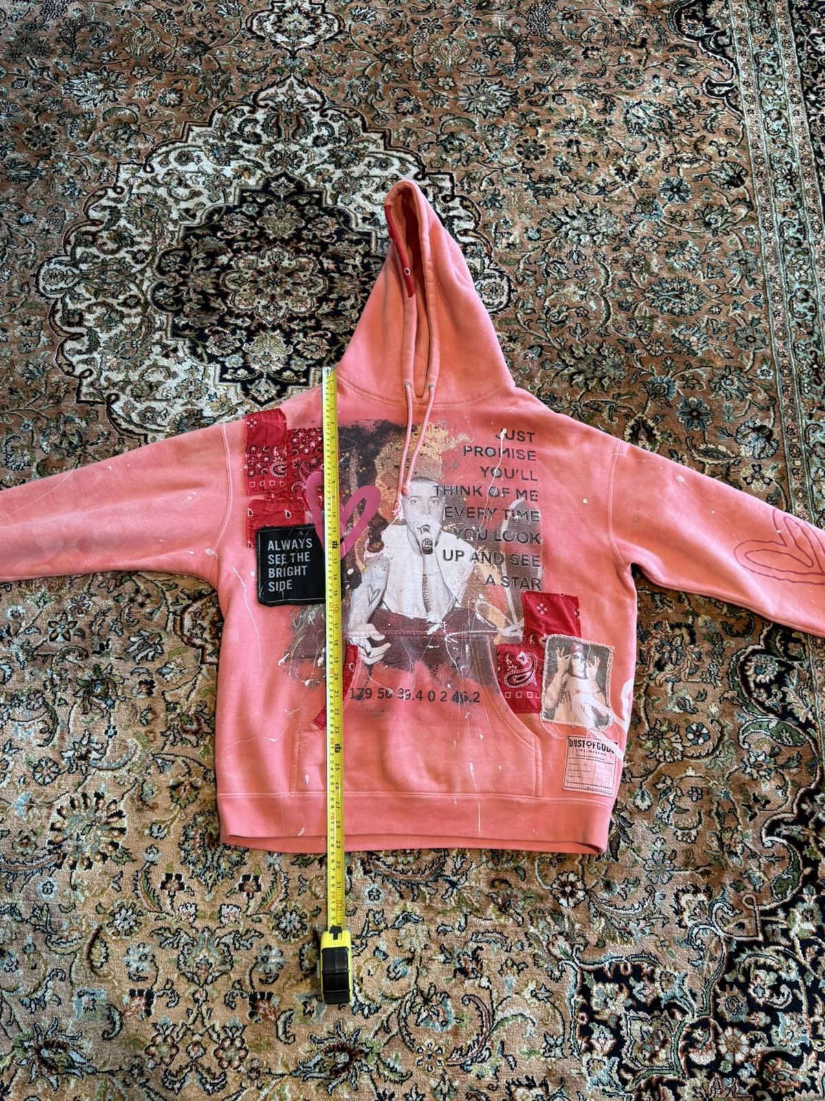 Other DUST OF GODS “1999” Hand-Distressed 1-of-1 Pink Hoodie Size US L / EU 52-54 / 3 - 9 Thumbnail