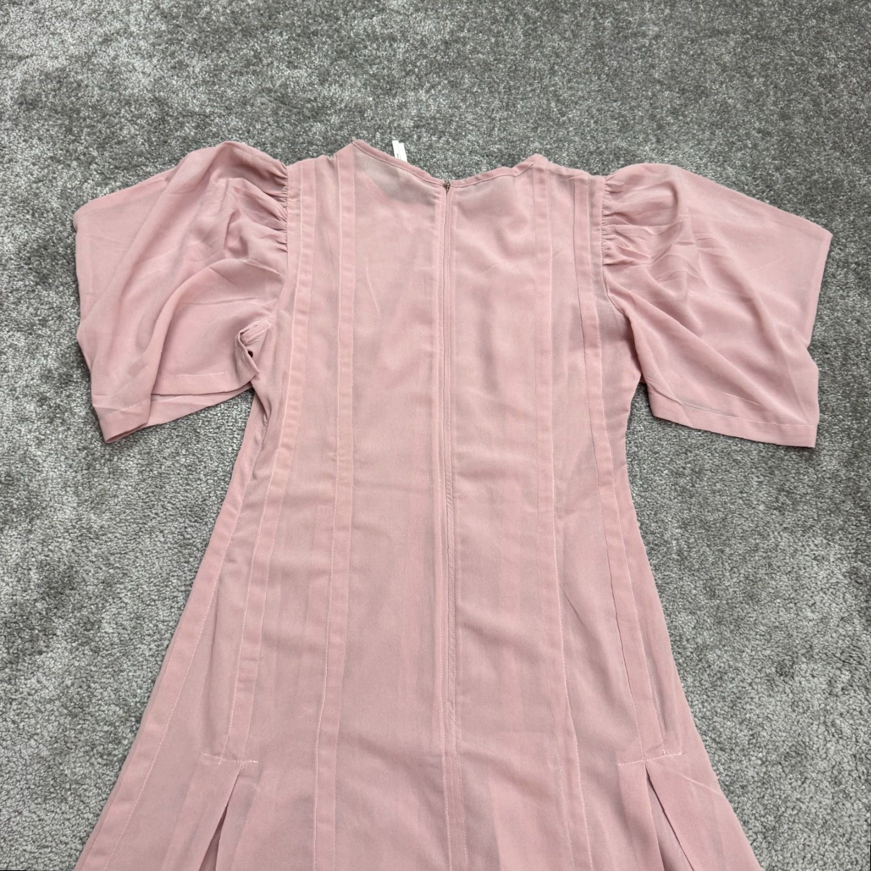 Anthropologie Anthropologie Let Me Be Midi Pleated Dress Womens 0 Pink Puff Sleeve Sheer Size XS / US 0-2 / IT 36-38 - 6 Thumbnail