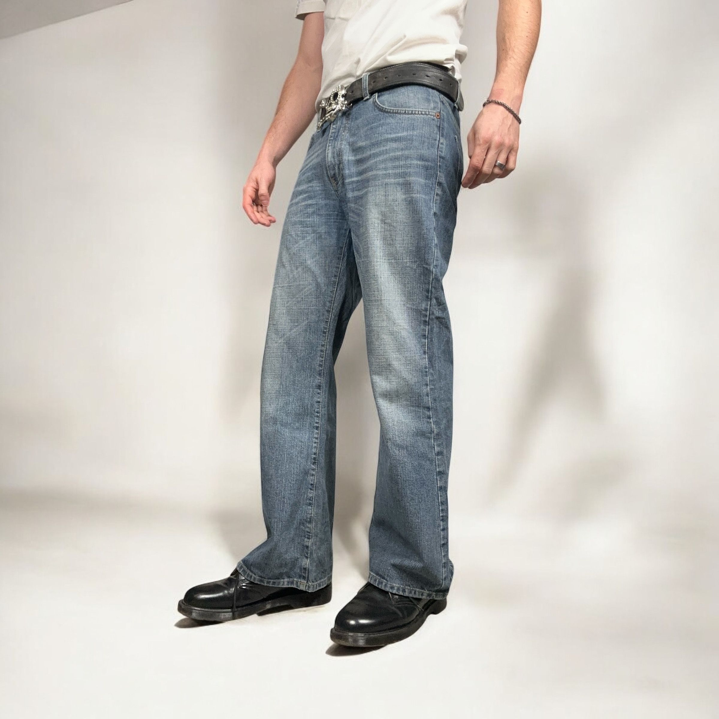 Japanese Brand × Vintage Vintage y2k Baggy Flare Denim Pants Jeans Bootcut Mudwash Size US 31 - 3 Thumbnail