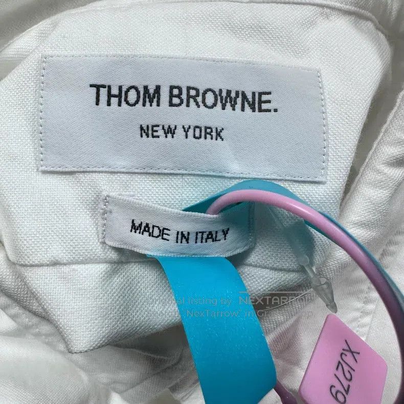 Thom Browne Thom Browne Striped arm ornament, white Oxford cloth long- Size US XL / EU 56 / 4 - 3 Thumbnail