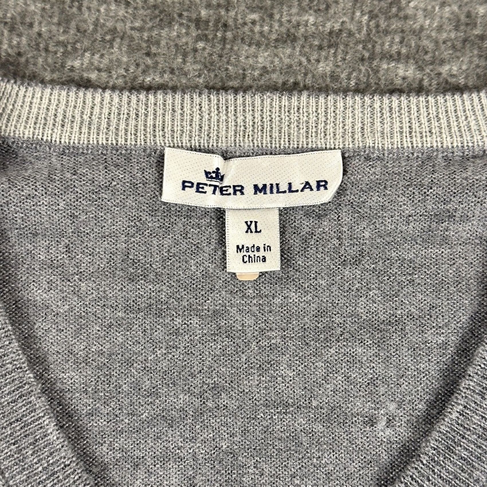 Peter Millar Peter Millar Sweater Mens XL Gray V Neck Merino Wool Silk Knit Lightweight Size US XL / EU 56 / 4 - 2 Thumbnail