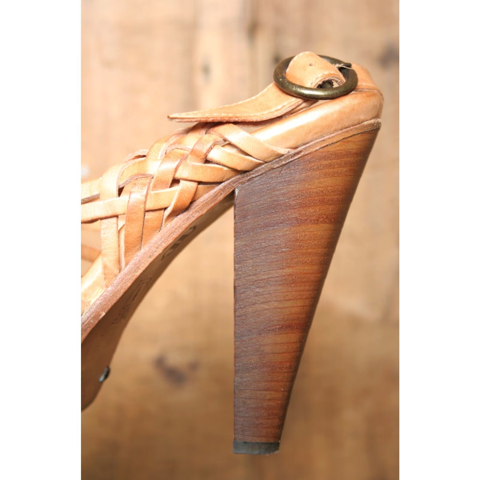 Frye FRYE Joy Tan Leather Slingback Platform Huarache Sandals Buckle 5" Heel Sz 9B Womens Size US 9 / IT 39 - 7 Thumbnail