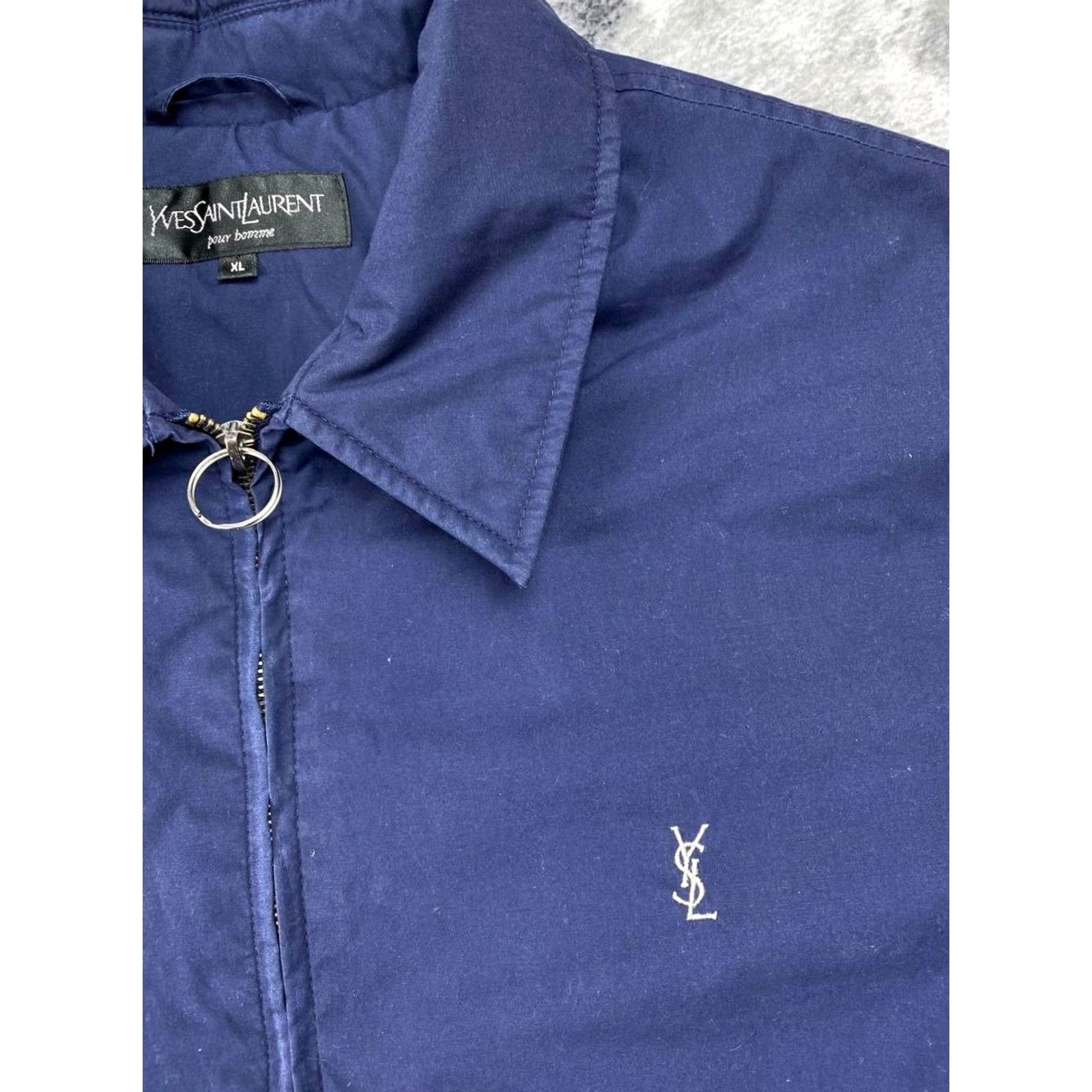 Yves Saint Laurent VINTAGE Yves Saint Laurent Bomber Jacket YSL Men XL Blue Men Jacket Bomber Blue Logo Vintage XL Size US XL / EU 56 / 4 - 3 Thumbnail