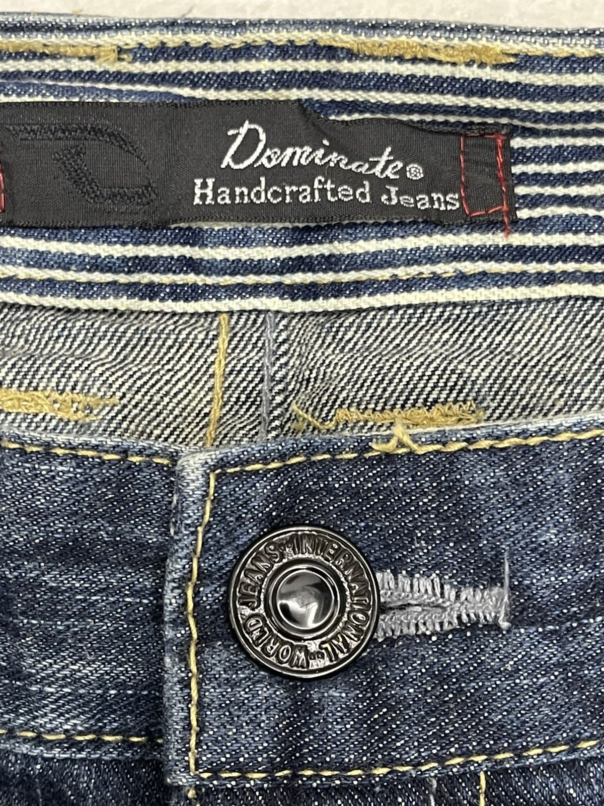 Japanese Brand Dominate Handcrafted Jeans Double Waist Hickory Stripe Denim Size US 35 - 4 Thumbnail