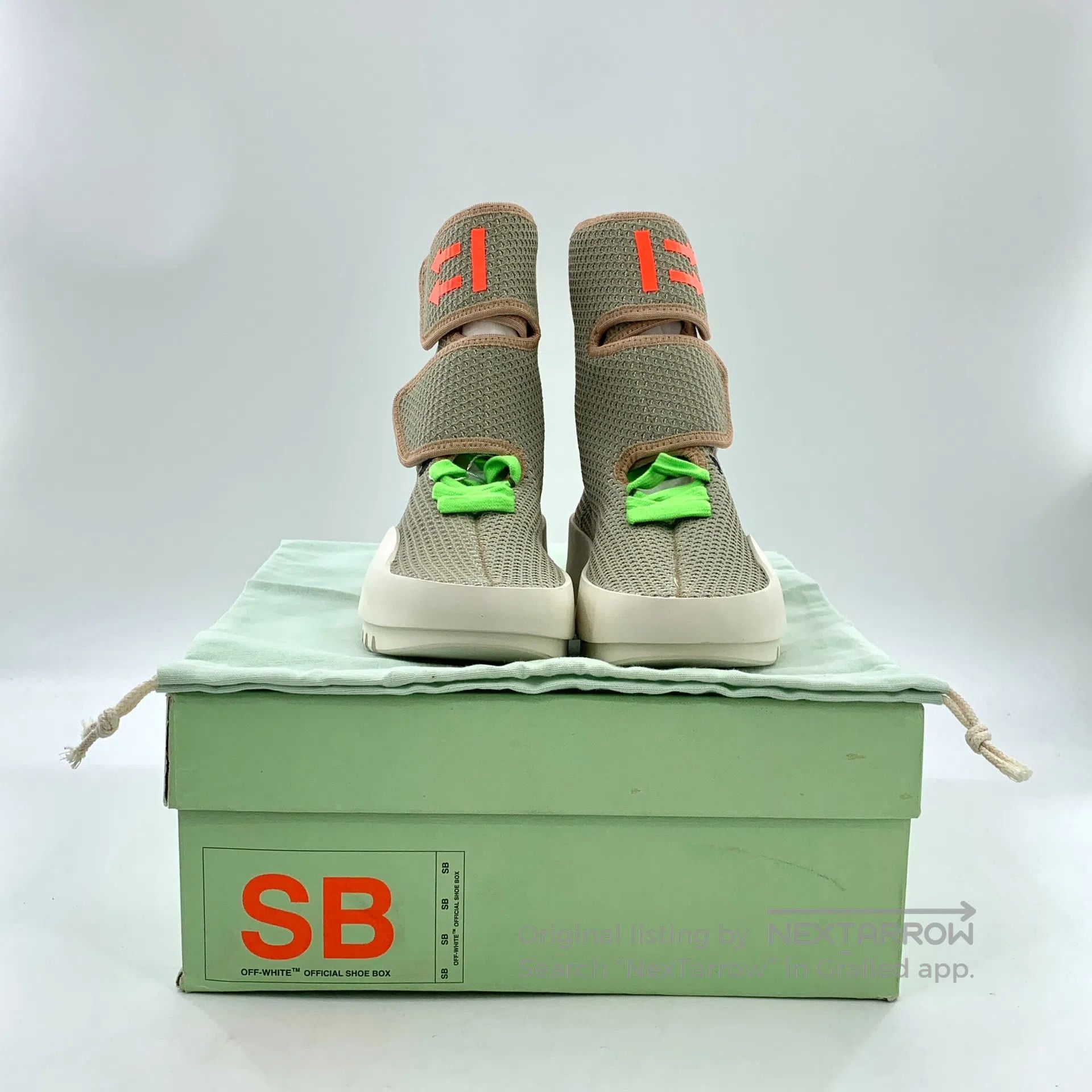Off-White Off-White Brown Pointed Velcro Laced High Top Sneakers| Size US 4.5 / IT 34.5 - 8 Thumbnail