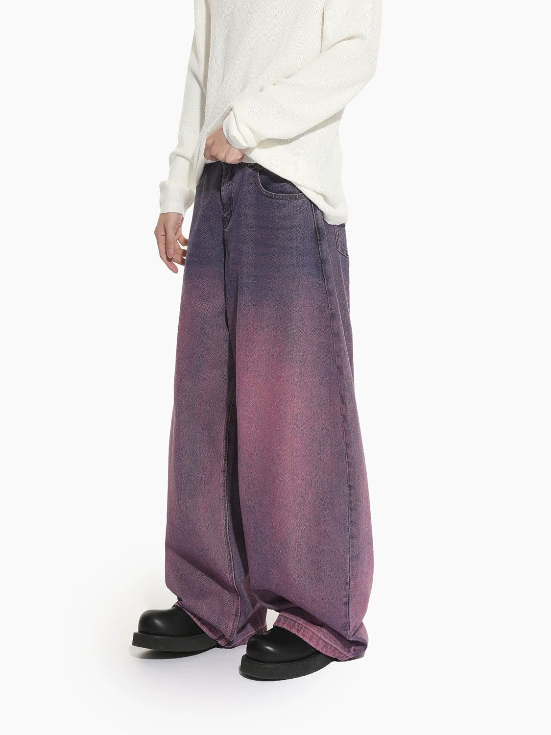 Vintage American high street men's purple retro loose scimitar jeans Size US 32 / EU 48 - 4 Thumbnail