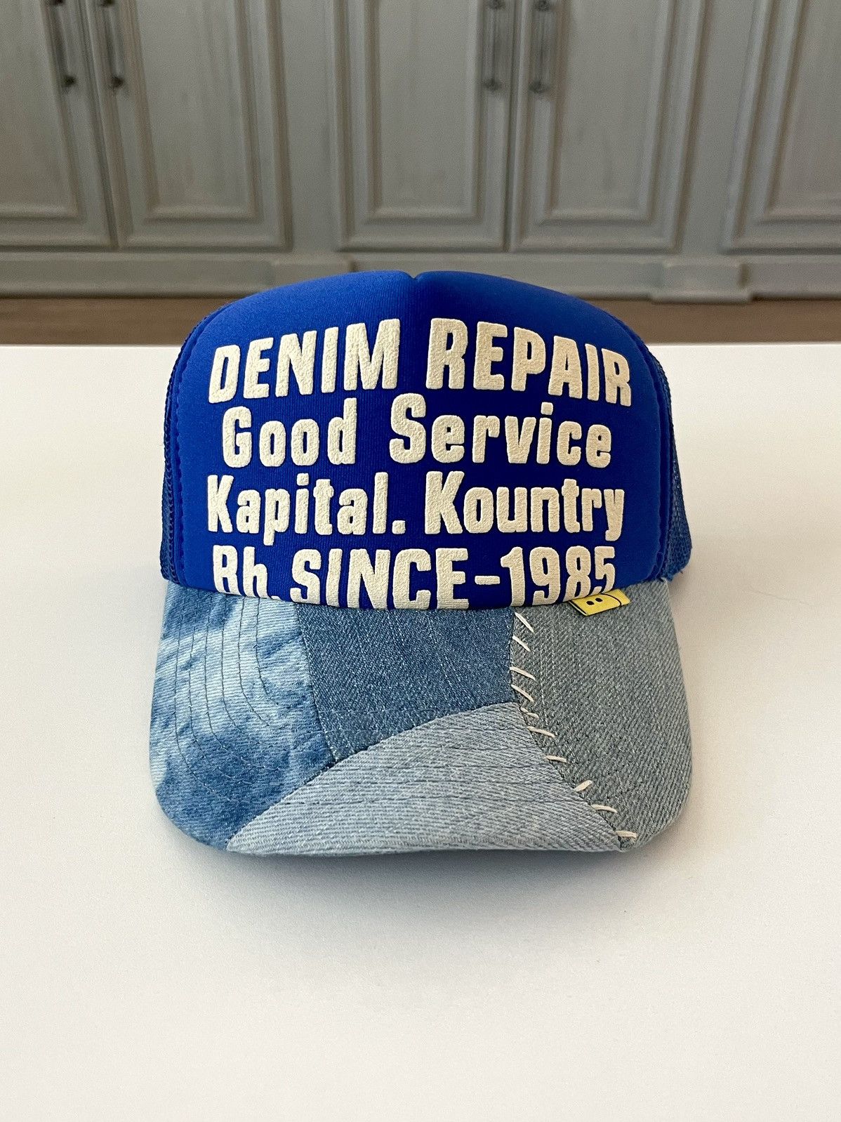 Kapital × Kapital Kountry Kapital Kountry Denim Patchwork Trucker Hat Size ONE SIZE - 1 Thumbnail