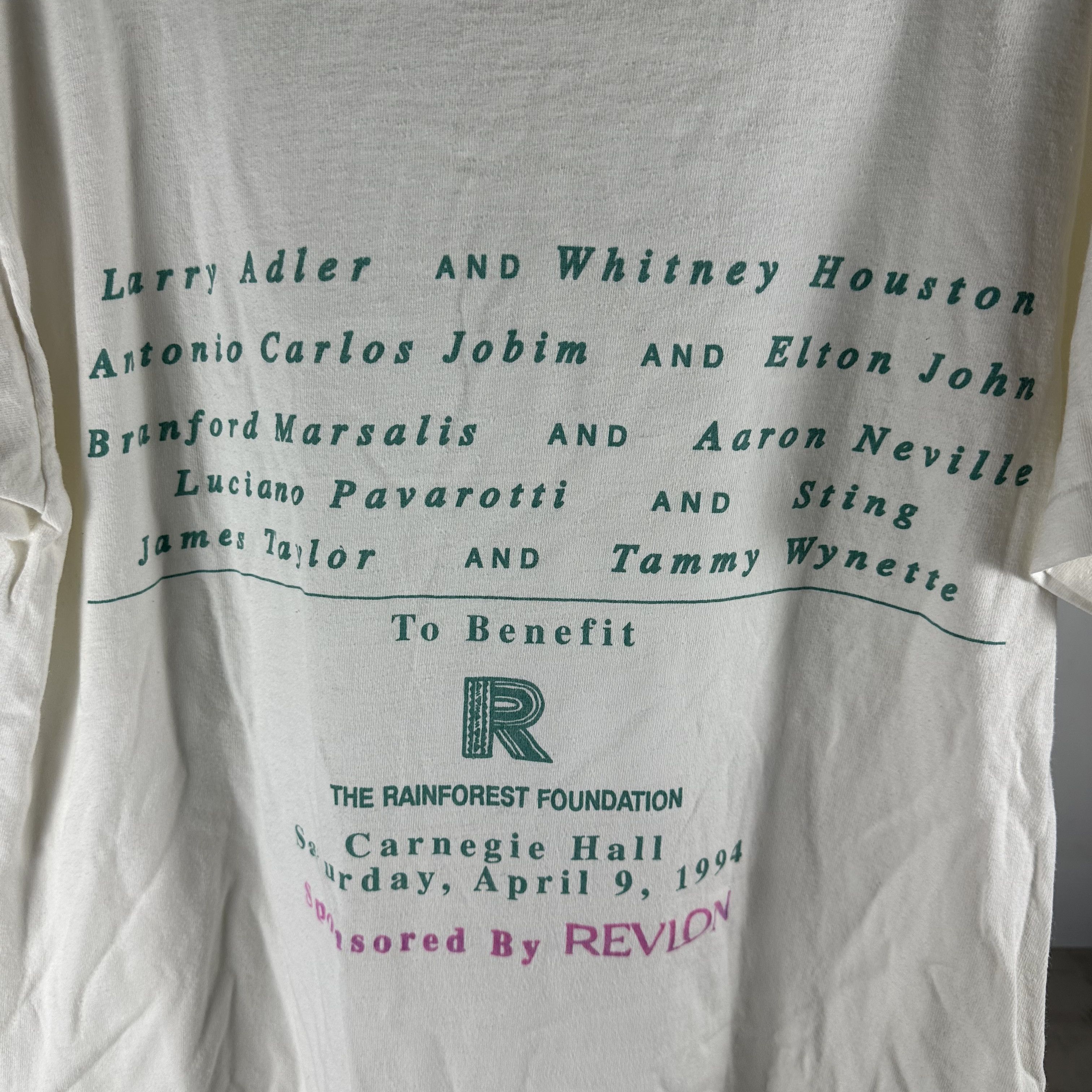 Vintage 1994 Whitney Houston Elton John The Rain Forest Concert Tee Size US XL / EU 56 / 4 - 5 Thumbnail