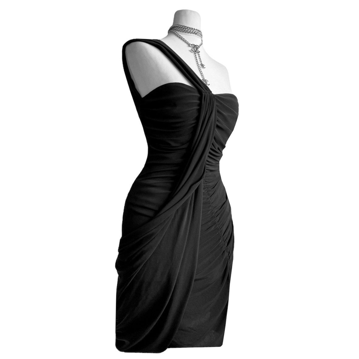 image of Vintage Stunning Asymmetrical Deconstructed Bondage Dress in Black, Women's (Size Small)