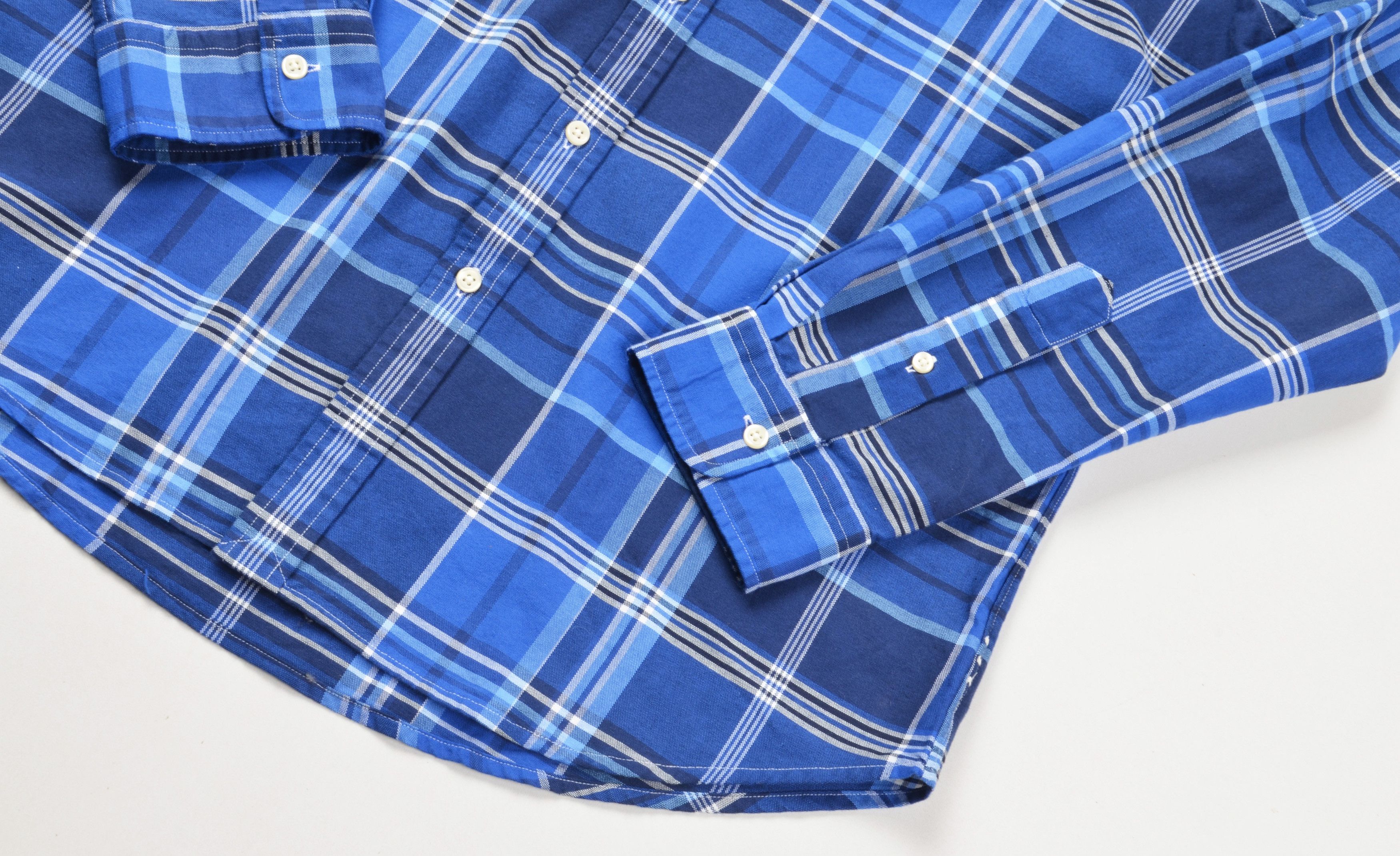 Polo Ralph Lauren Polo Ralph Lauren Slim Fit Blue Plaid Long Sleeve Shirt Size US L / EU 52-54 / 3 - 3 Thumbnail