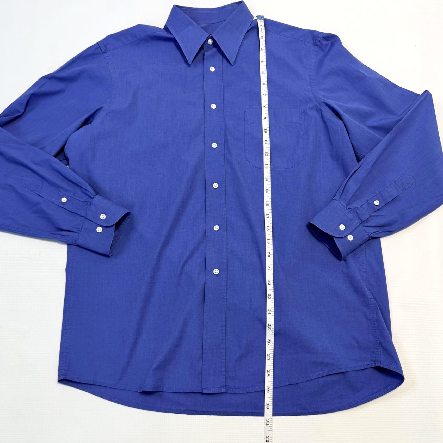 Hugo Boss VINTAGE Boss Dress Shirt Mens 16 Blue Regular Fit 100% Cotton Long Sleeve Portugal Size 42R - 5 Thumbnail