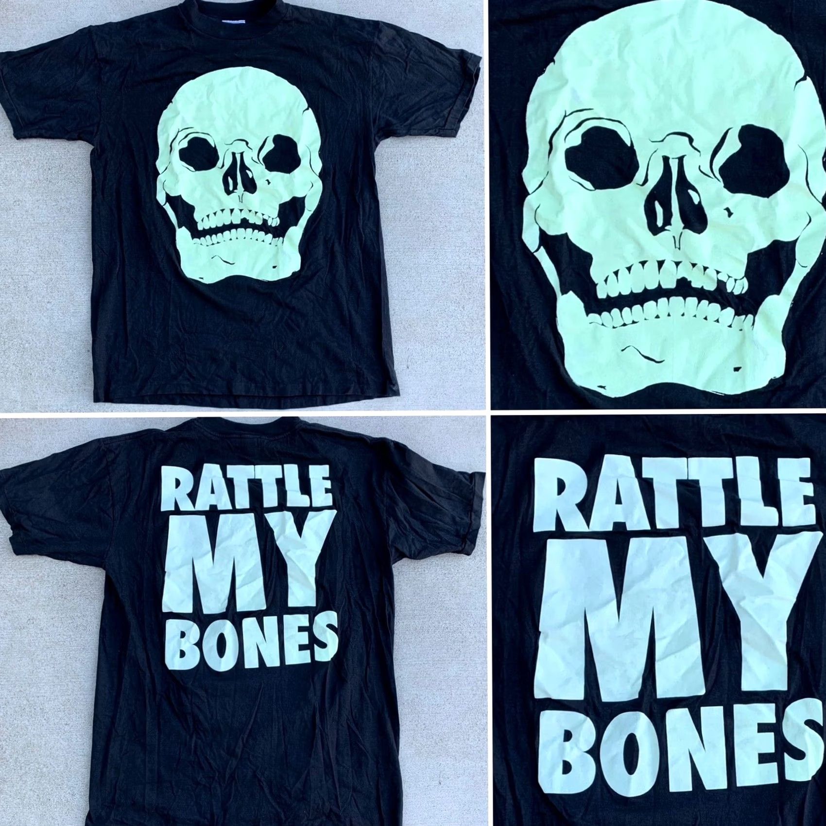 Bones VINTAGE Rattle My Bones t shirt skull glow In the dark graphics 90s Y2K XL Men Size US XL / EU 56 / 4 - 3 Thumbnail