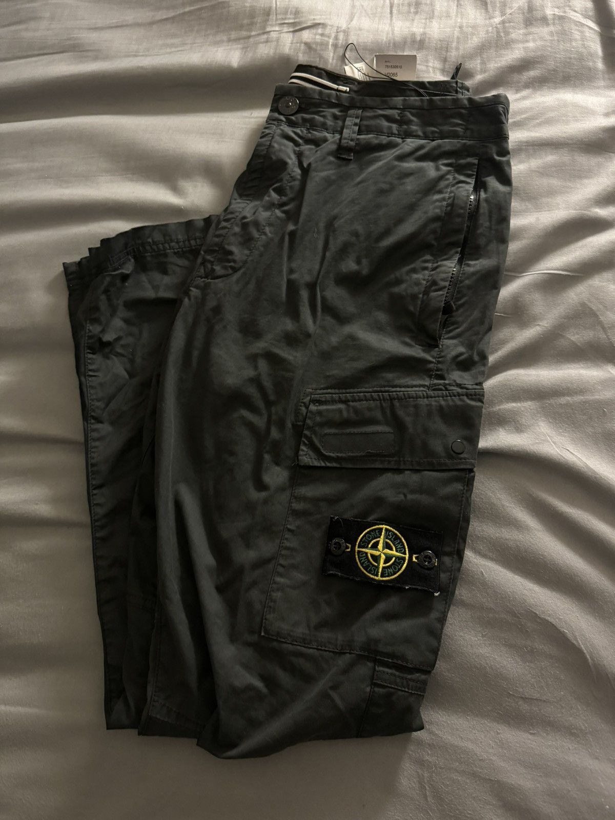 image of Stone Island Straight Leg Cargo Pants in Grey, Men's (Size 31)