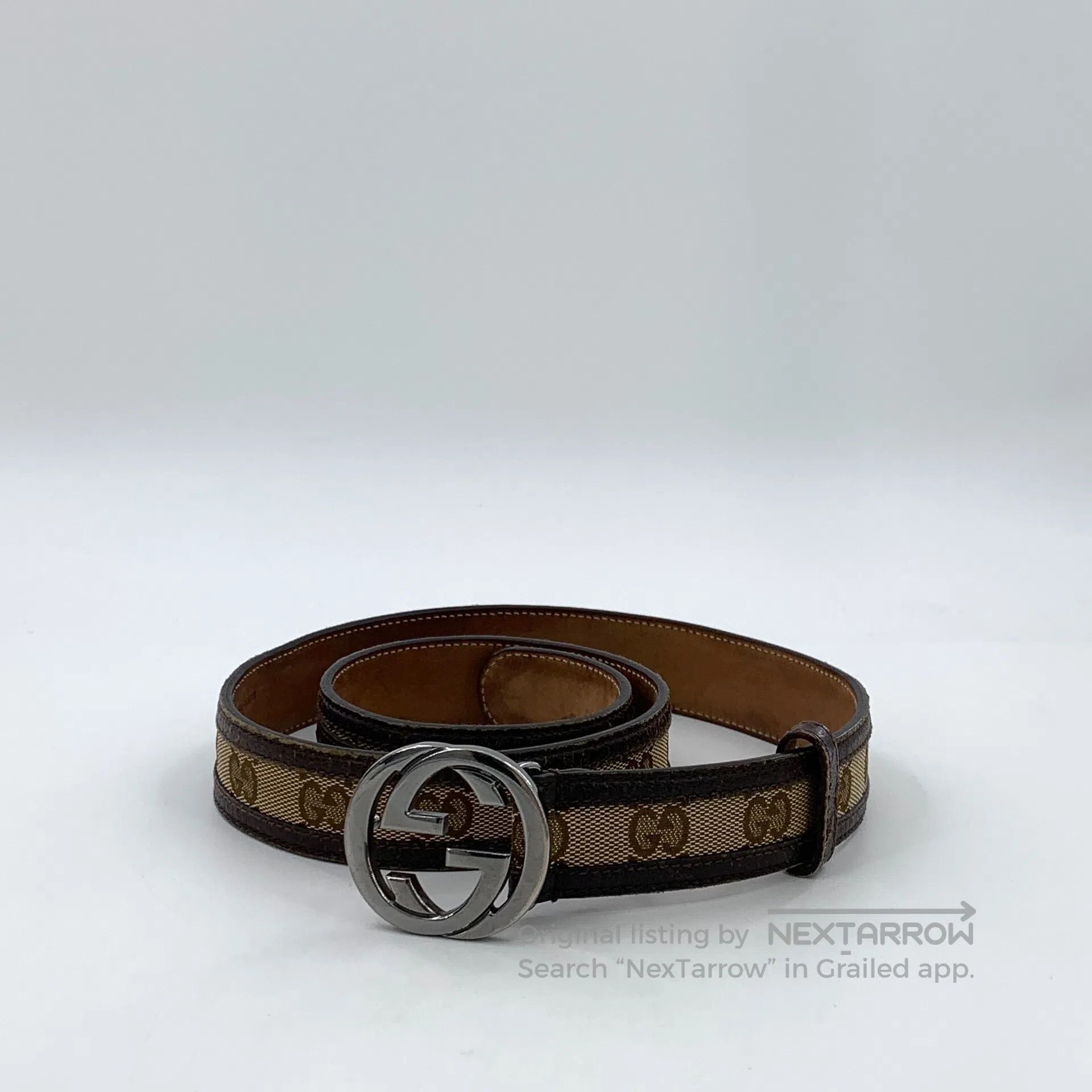 Gucci Guicci Color-Blocked Logo Jacquard Double G Buckle Leather Size ONE SIZE - 2 Thumbnail
