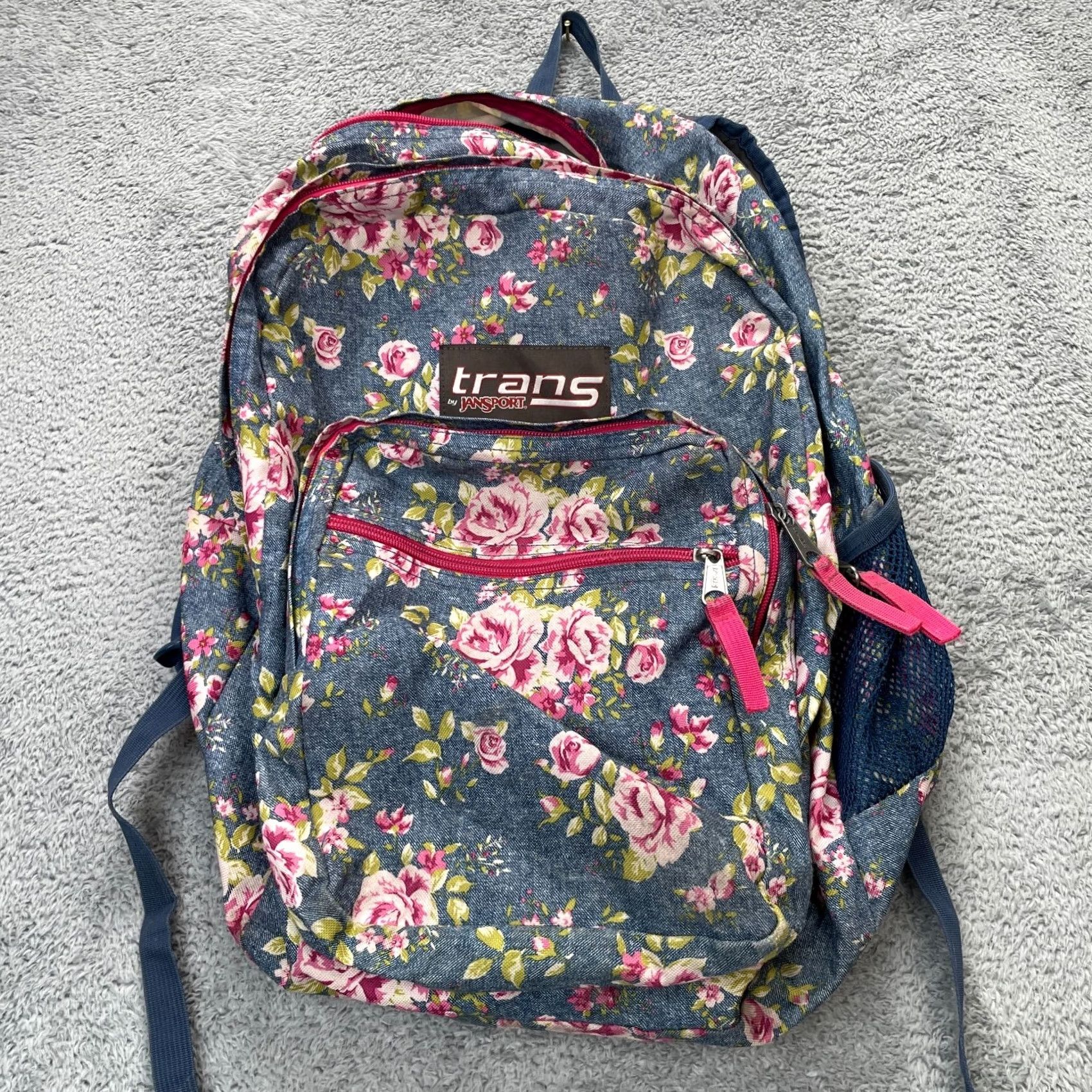 Jansport Jansport Backpack Womens Blue Floral School Adjustable Strap Canvas Zip Bag Size ONE SIZE - 2 Thumbnail