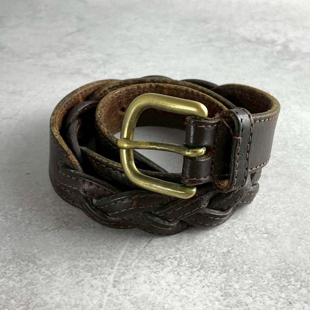 ISSEY MIYAKE Leather Braiding Belt Brown