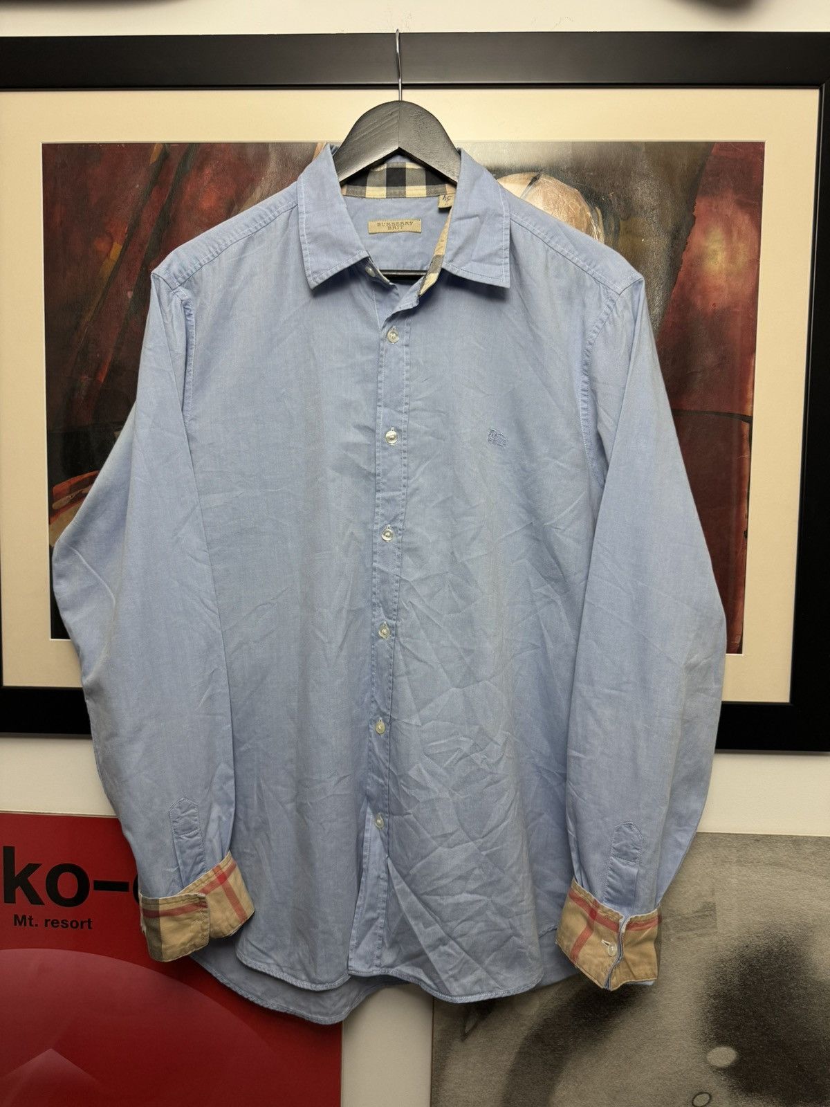 Burberry Burberry Button Up Casual Shirt Blue Nova Check Rare Luxury Size US L / EU 52-54 / 3 - 1 Thumbnail