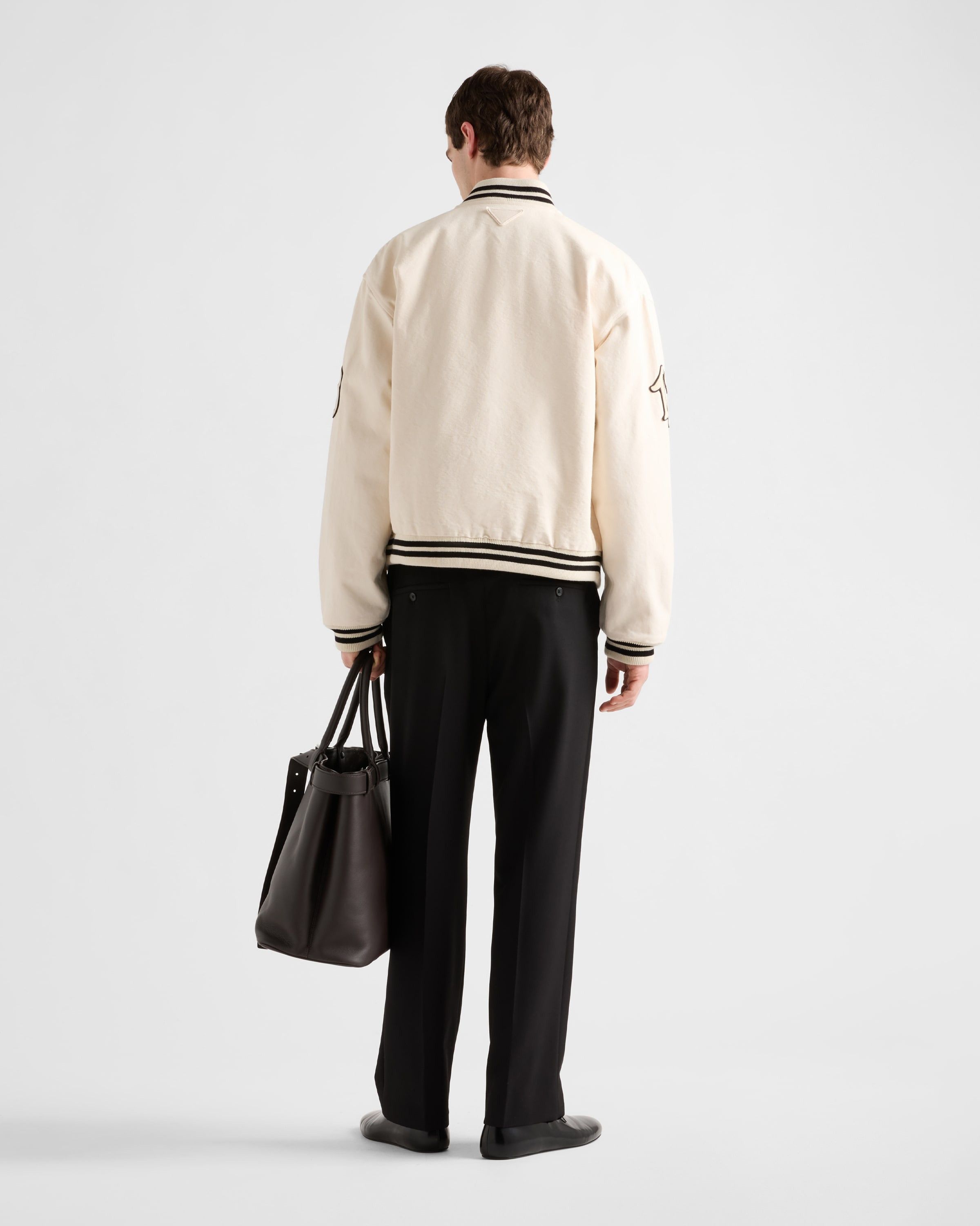 Prada o1la1rc1a0925 Cotton Bomber Jacket With Patch in Cream Size US XL / EU 56 / 4 - 5 Thumbnail