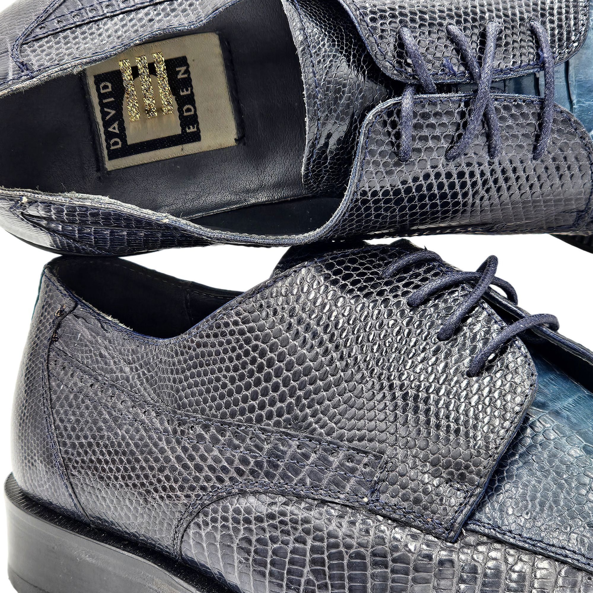 Vintage Blue Ostrich Exotic Dress Shoes Mens David Eden