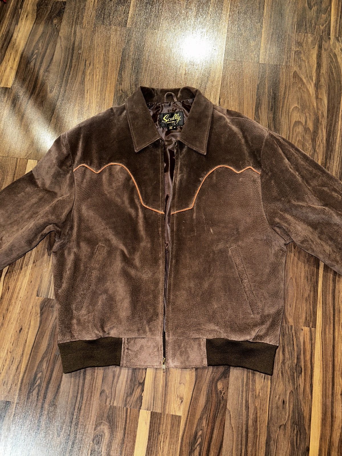 image of Genuine Leather x Leather Jacket VTG Scully Brown Smooth Suede Leather Western Jacket Medium, Men's