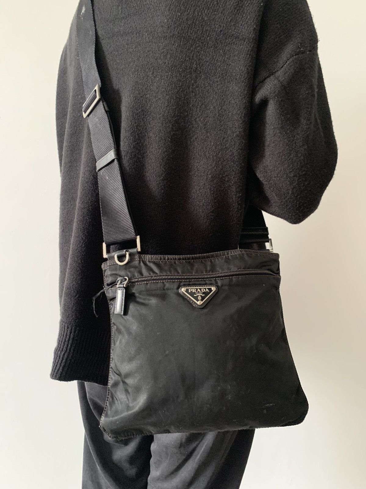 Prada Vintage Prada Black Sling Crossbody Medium Bag Size ONE SIZE - 2 Thumbnail