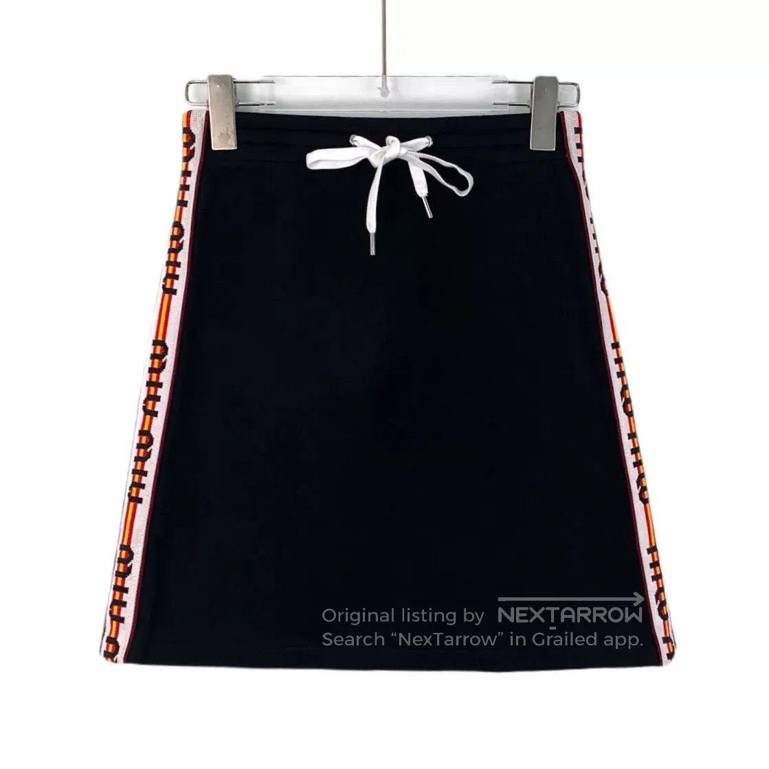 Miu Miu Miu Miu Black Side Stripe Cotton Skirt. Size 23" - 1 Thumbnail