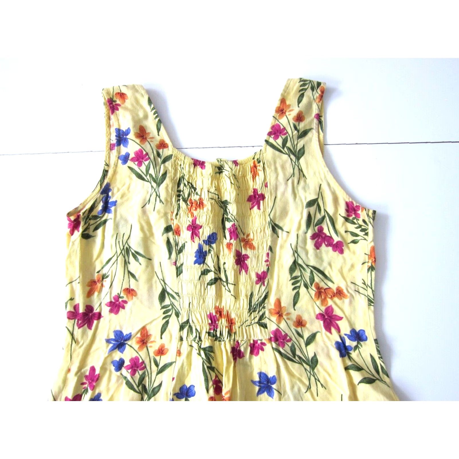 Pinko Bedford Fair Lifestyles 100% Rayon Yellow Pink Floral Long Maxi Tank Dress M Size M / US 6-8 / IT 42-44 - 5 Thumbnail