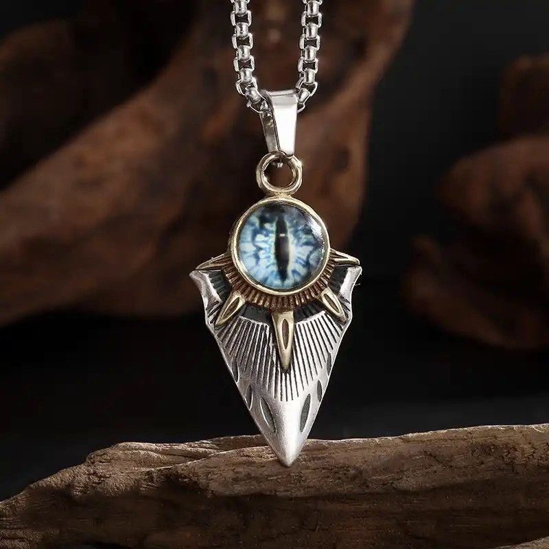 Vintage Retro Blue Demon Eyes Necklace Size ONE SIZE - 1 Thumbnail