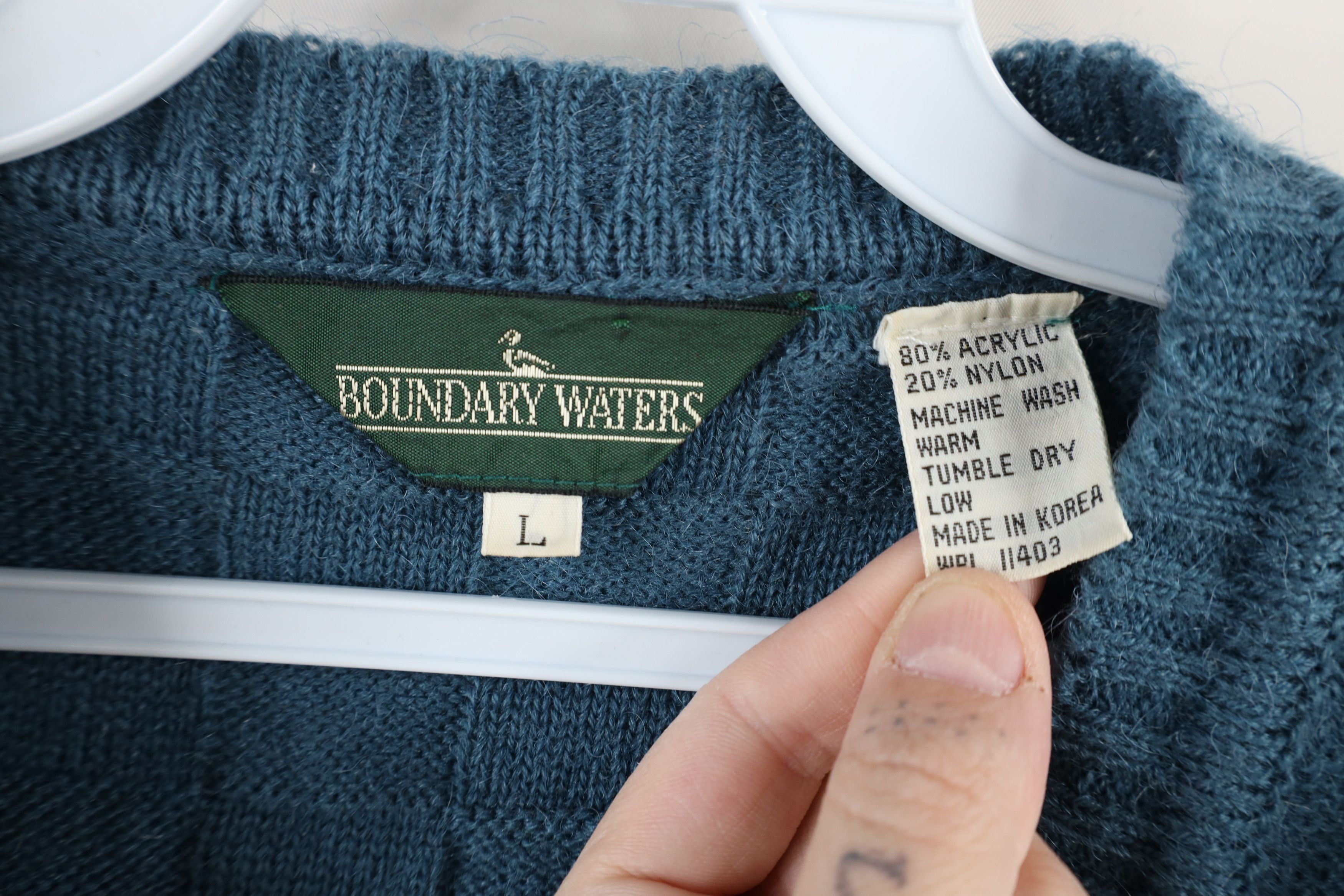 Vintage Vintage 90s Streetwear Knit V-Neck Sweater Vest Blue Size L / US 10 / IT 46 - 4 Thumbnail