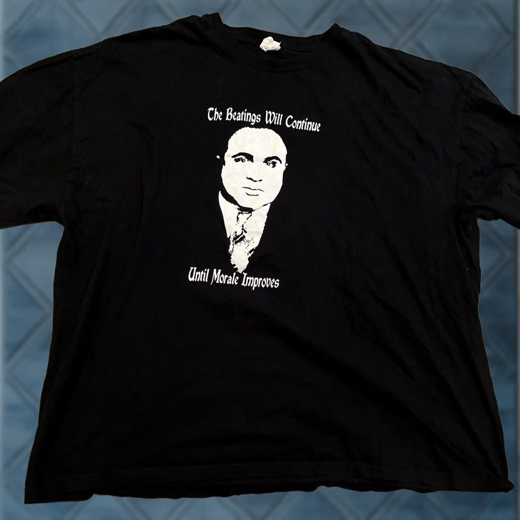 Vintage VINTAGE AL CAPONE The Beatings Will Continue Until Morale Improves T Shirt XXL Man Black 2XL Size US XXL / EU 58 / 5 - 1 Thumbnail