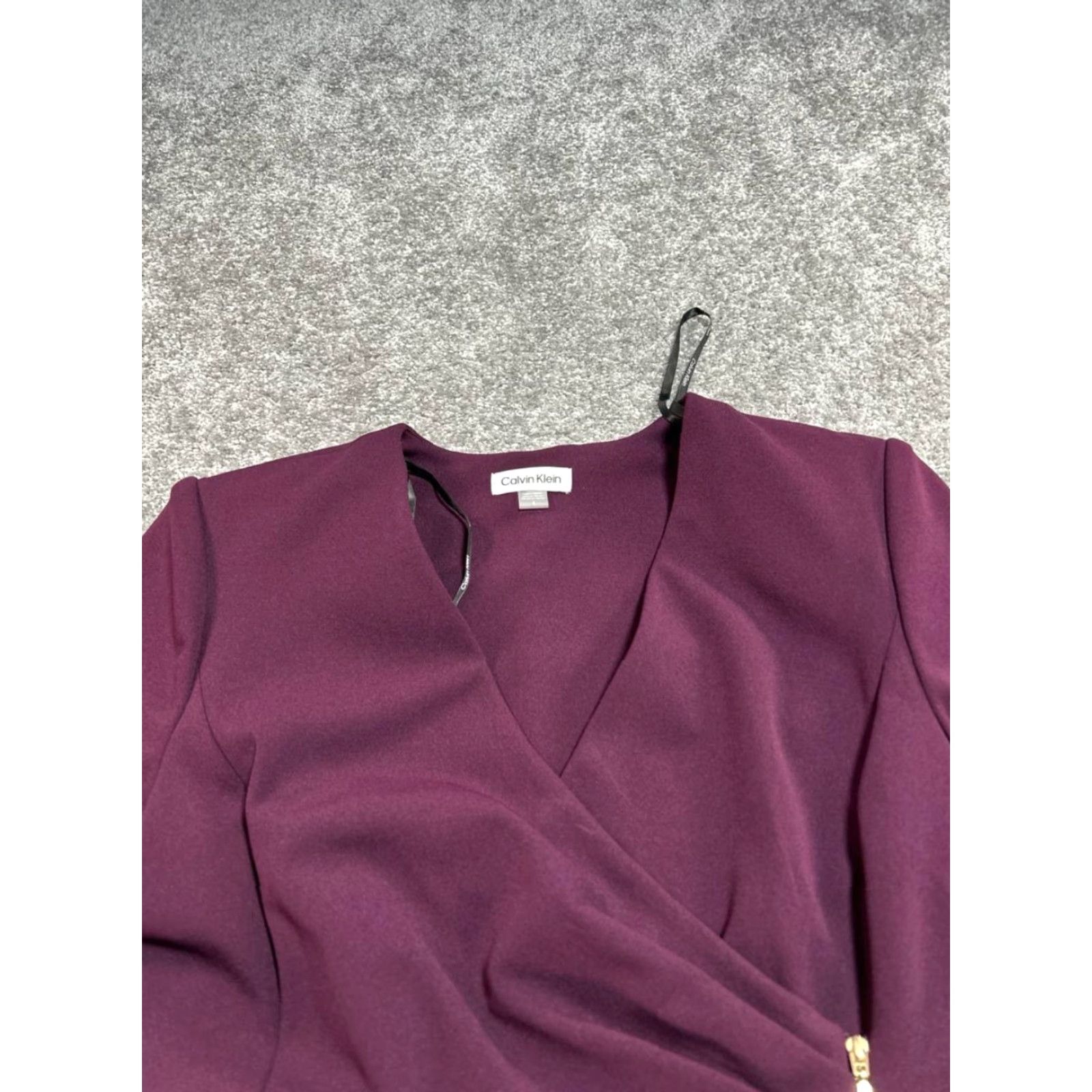 Calvin Klein Calvin Klein Womens Dress Surplice Side Zip Sheath 8 Purple Elbow Sleeve Midi V-Neck Zip Size M / US 6-8 / IT 42-44 - 3 Thumbnail