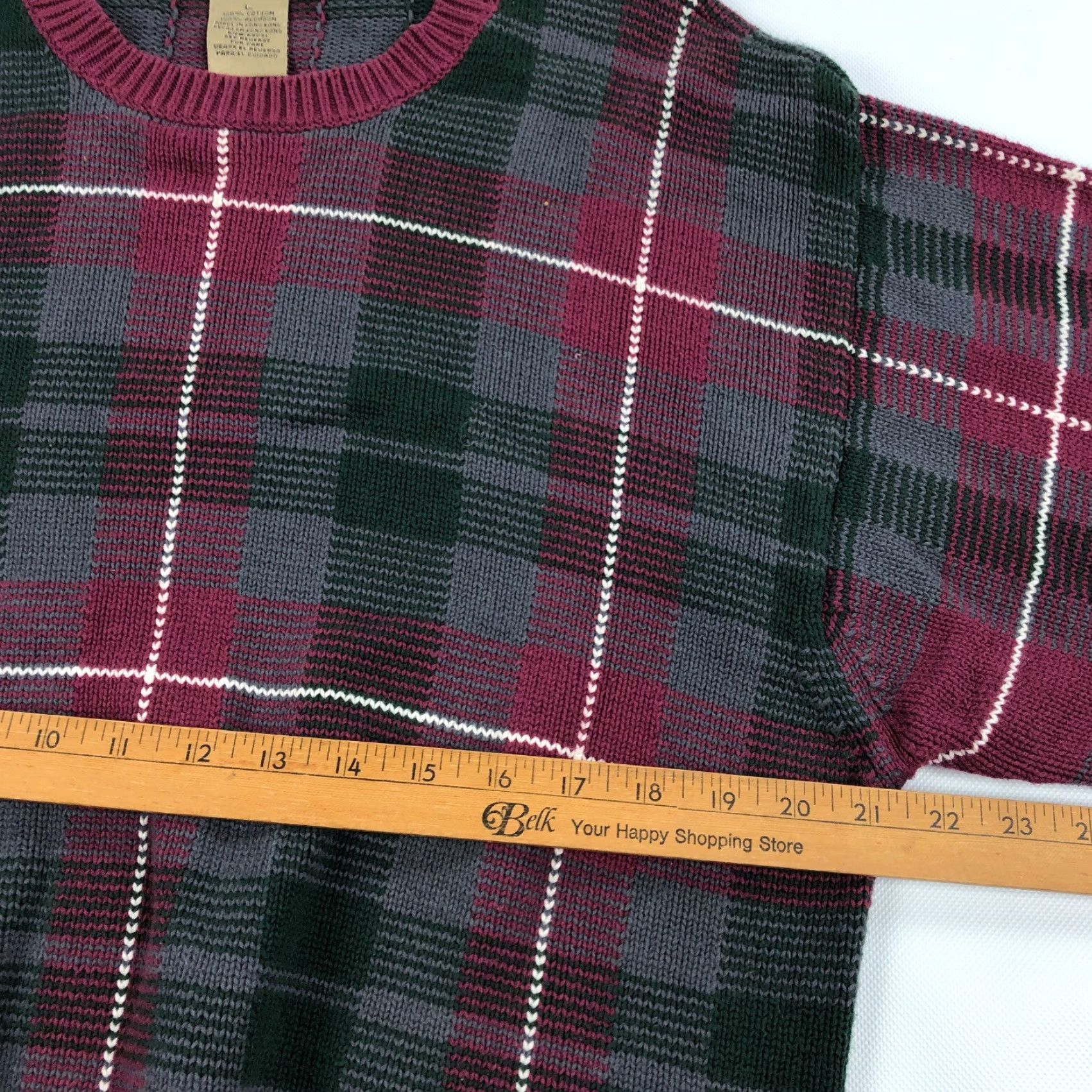 Vintage VINTAGE Sun River Sweater Plaid Knit Crew Neck Mens L Red Green 90s Scotc h Tartan Classic Pullover Size US L / EU 52-54 / 3 - 6 Thumbnail