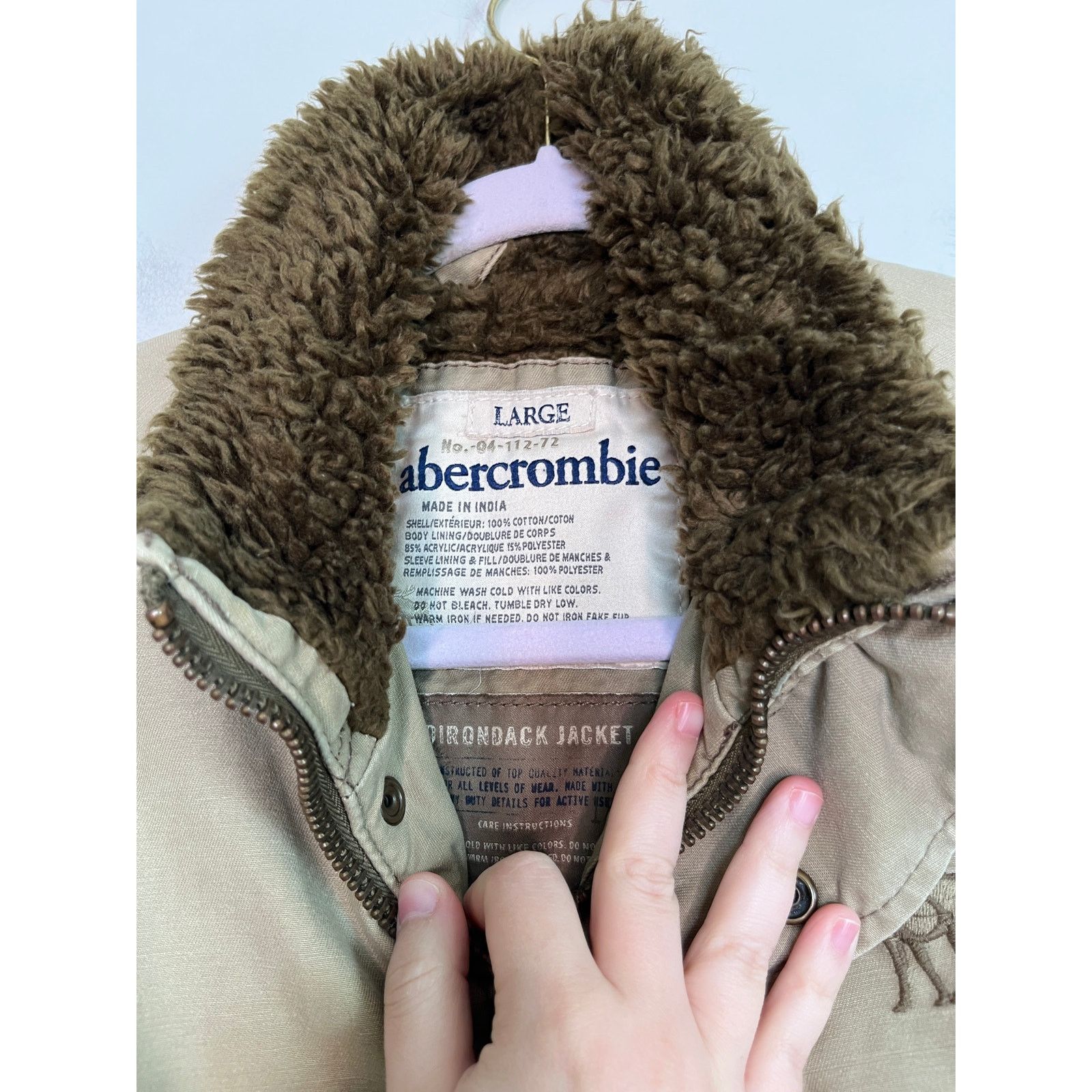 Abercrombie & Fitch 2000s Y2K Abercrombie & Fitch Khaki Adirondack Fur Jacket L Size US L / EU 52-54 / 3 - 2 Thumbnail