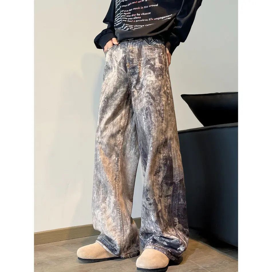 Japanese Brand Retro loose splashed ink printed jeans Size US 32 / EU 48 - 5 Thumbnail