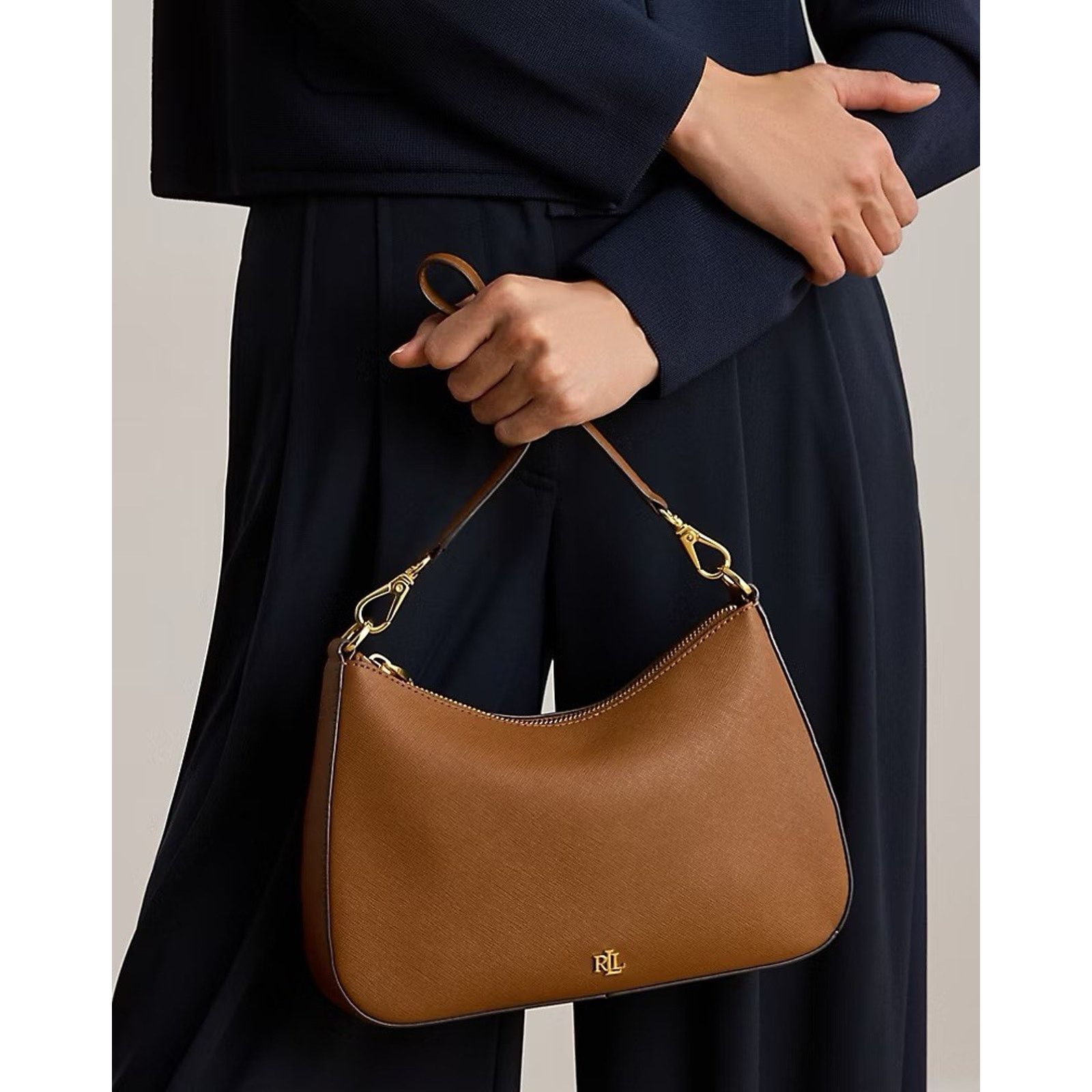 Lauren Ralph Lauren NWT Ralph Lauren Crosshatch Leather Medium Danni Bag Tan Size ONE SIZE - 7 Thumbnail