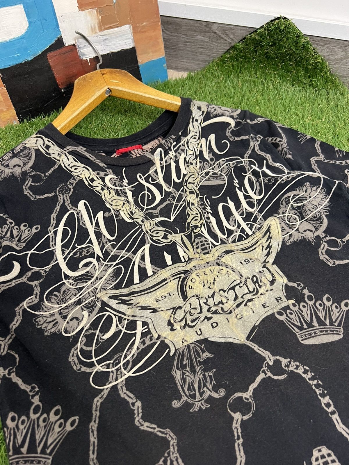 Christian Audigier × Ed Hardy × Vintage Vintage Christian Audigier “Champ” Black T-Shirt Size US M / EU 48-50 / 2 - 5 Thumbnail