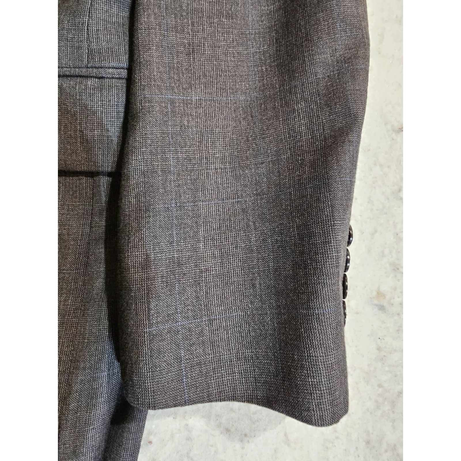Jos. A. Bank Jos A Bank Signature Collection 2pc Suit 100% Wool Size 43R 32x30 Grey/Blue Pin Mens Size 46R - 7 Thumbnail