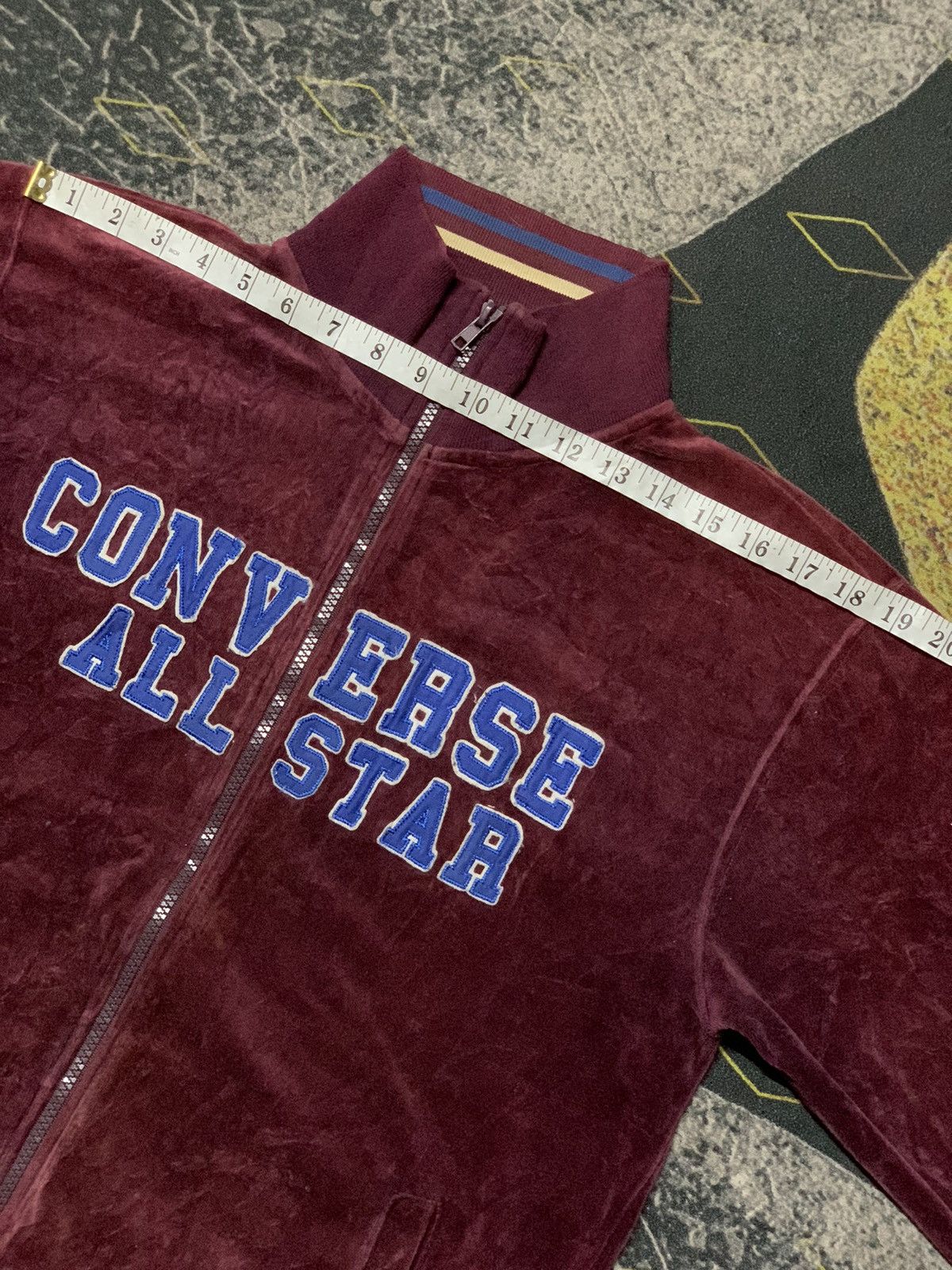 ちさと 💥1990s Converse All Star Spellout Velvet Zipper Sweater