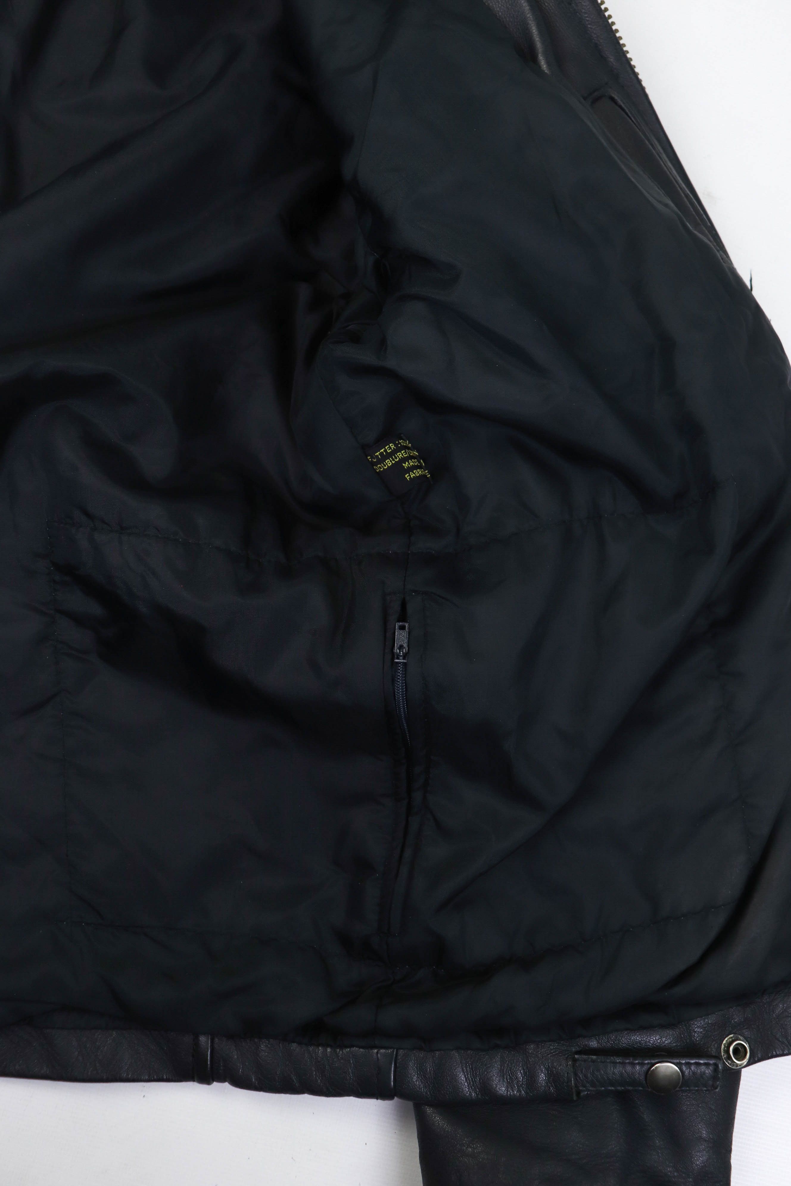 80s Vintage French Army Pilot Flight Leather Bomber Jacket