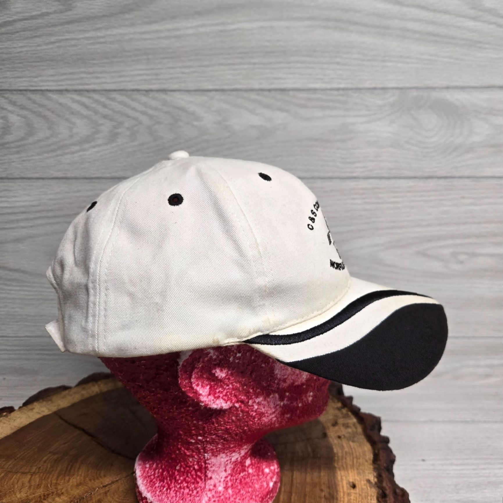 Vintage NS Norfolk Southern Cap Hat NS Train Cap Adult Adjustable C & S Construction Logo Baseball Hat Ivory Cotton Blend Knit Men's Hat Size ONE SIZE - 3 Thumbnail