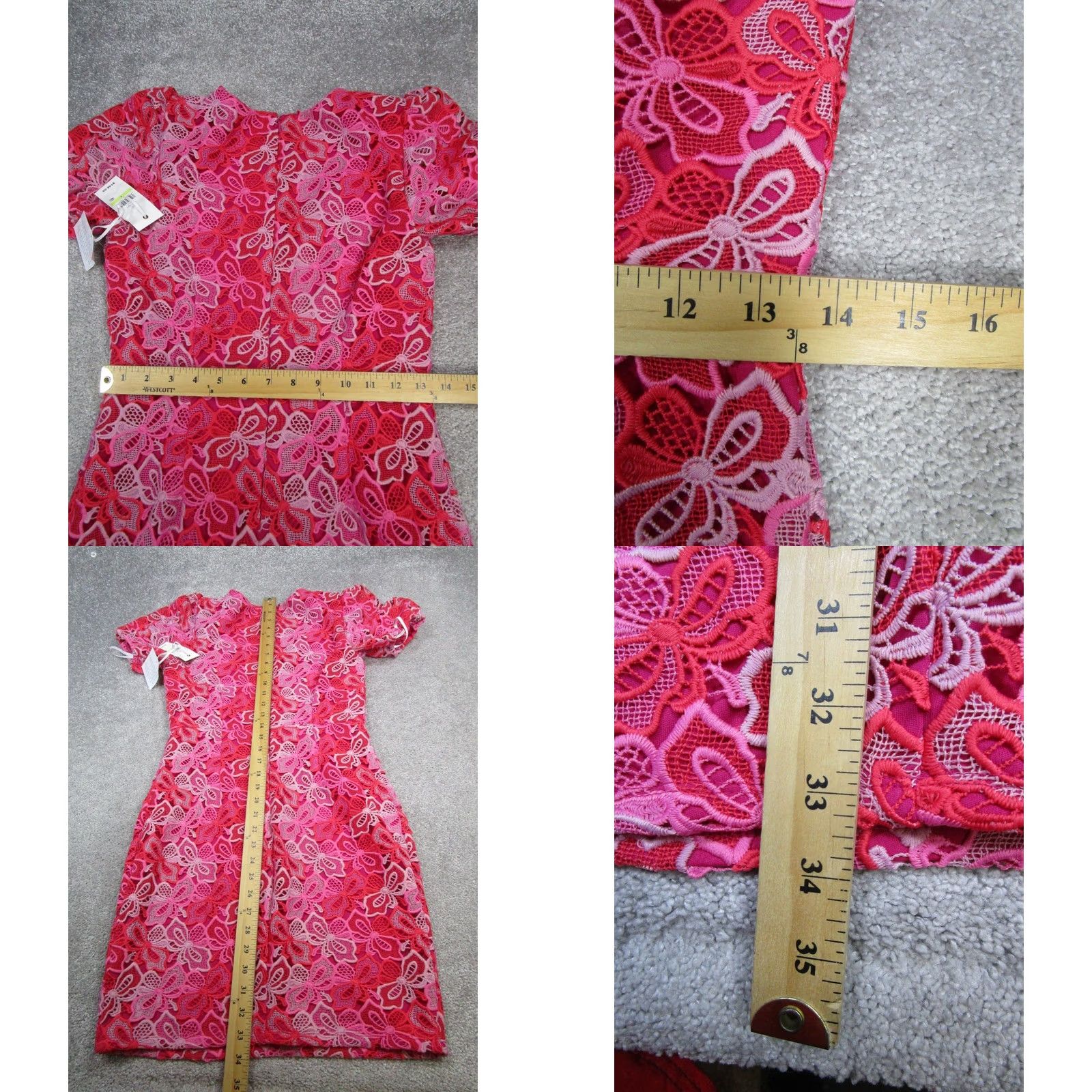 Pinko Siena Dress Womens 4 Pink Floral Lace Bodycon New Size S / US 4 / IT 40 - 8 Thumbnail