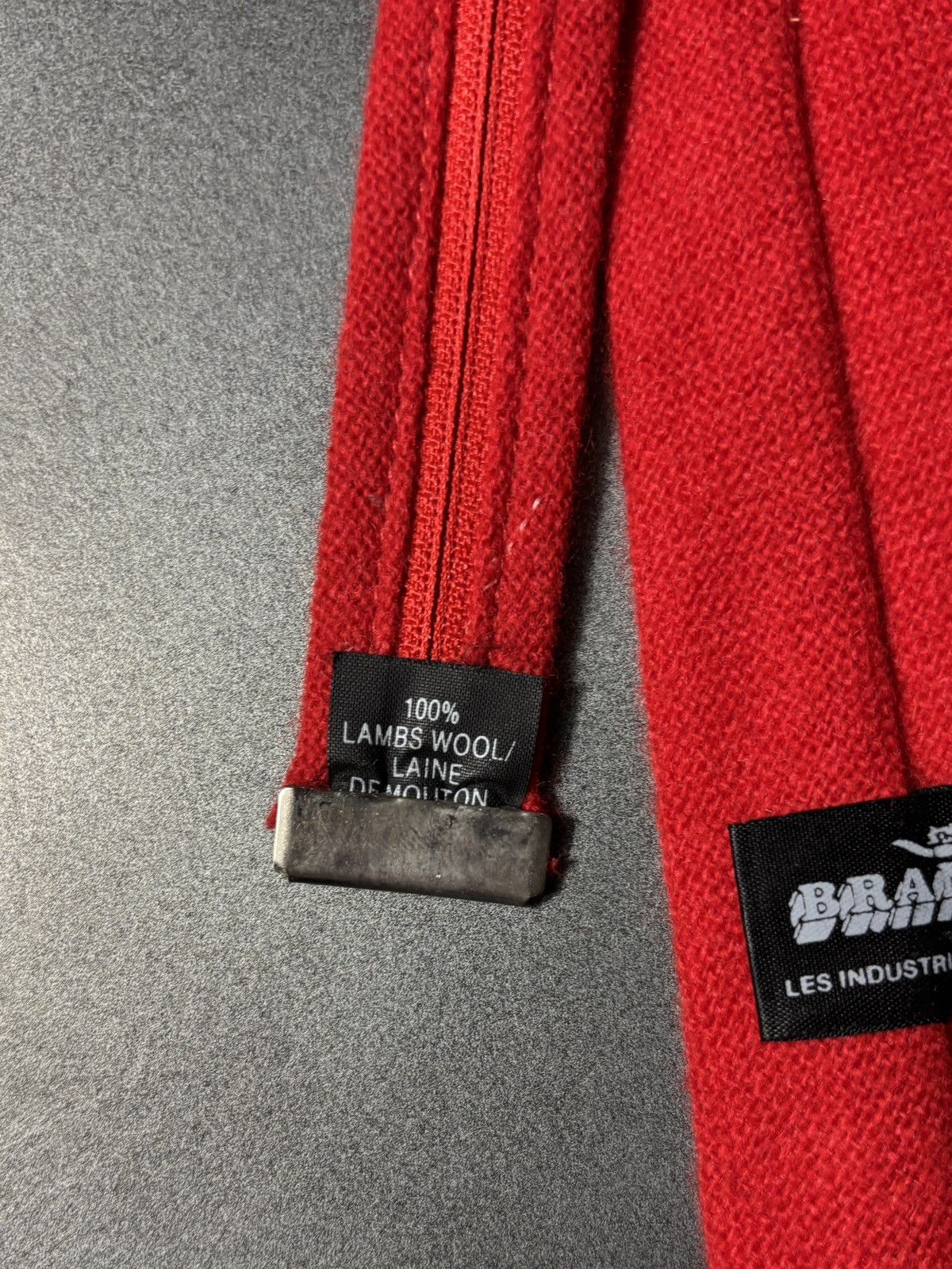 Vintage Vintage Pre-Tied Necktie Zipper Skinny Lambswool Red Wool 90 Size ONE SIZE - 10 Thumbnail