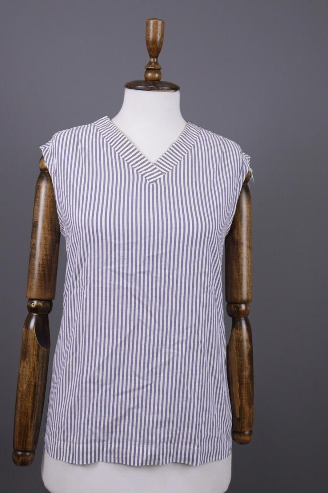 Designer S'Max Mara Multicolour Striped V-Neck Blouse Shirt Size 38 Size M / US 6-8 / IT 42-44 - 1 Thumbnail